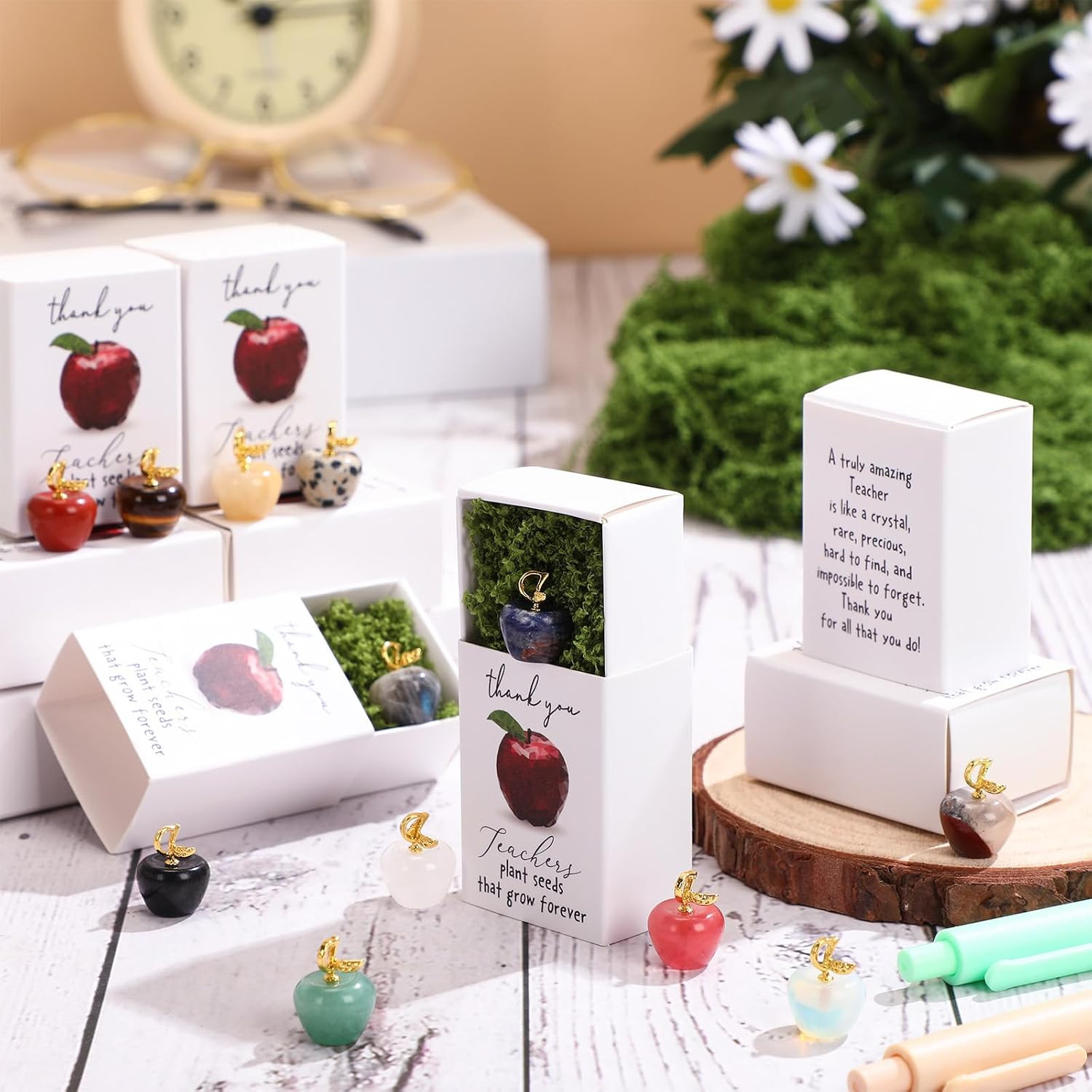 12 Sets Teacher Appreciation Gifts in Bulk Thank You Teacher Desk Decor Stones E