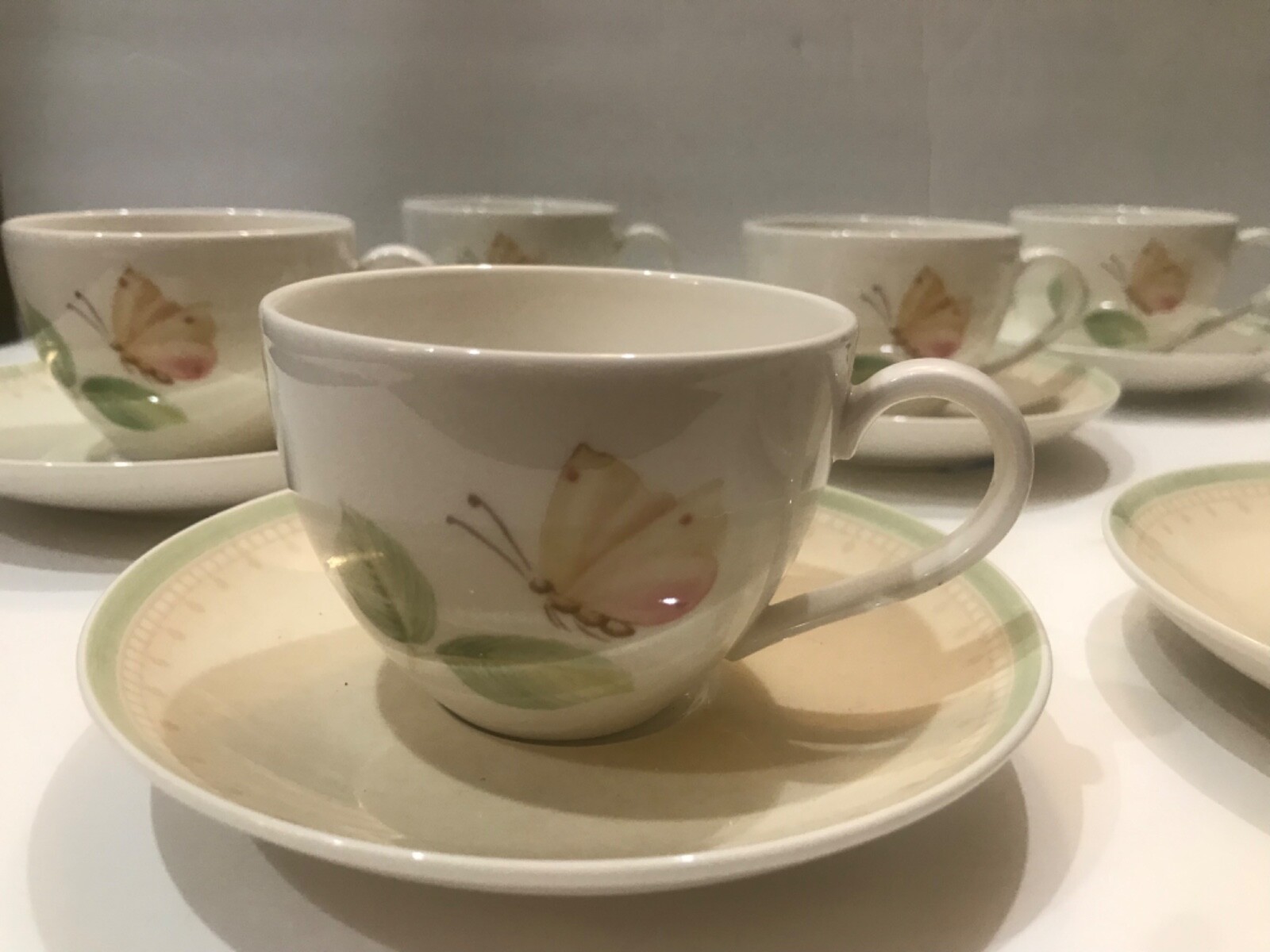 Villeroy Boch Florea Butterfly Set of 6 Tea Cups Made In Luxembourg