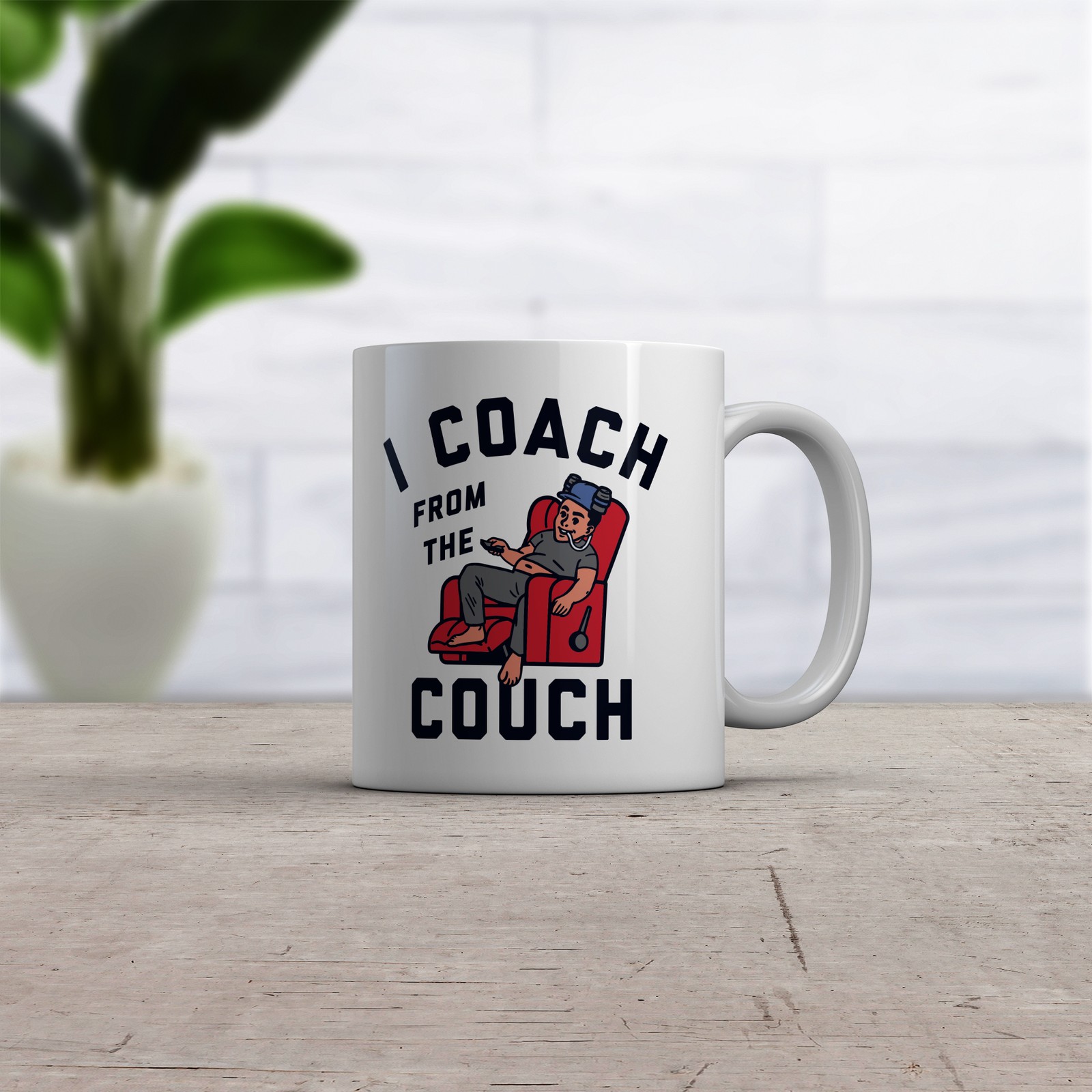 I Coach From The Couch Mug Funny Lazy Sports Fan Joke Cup