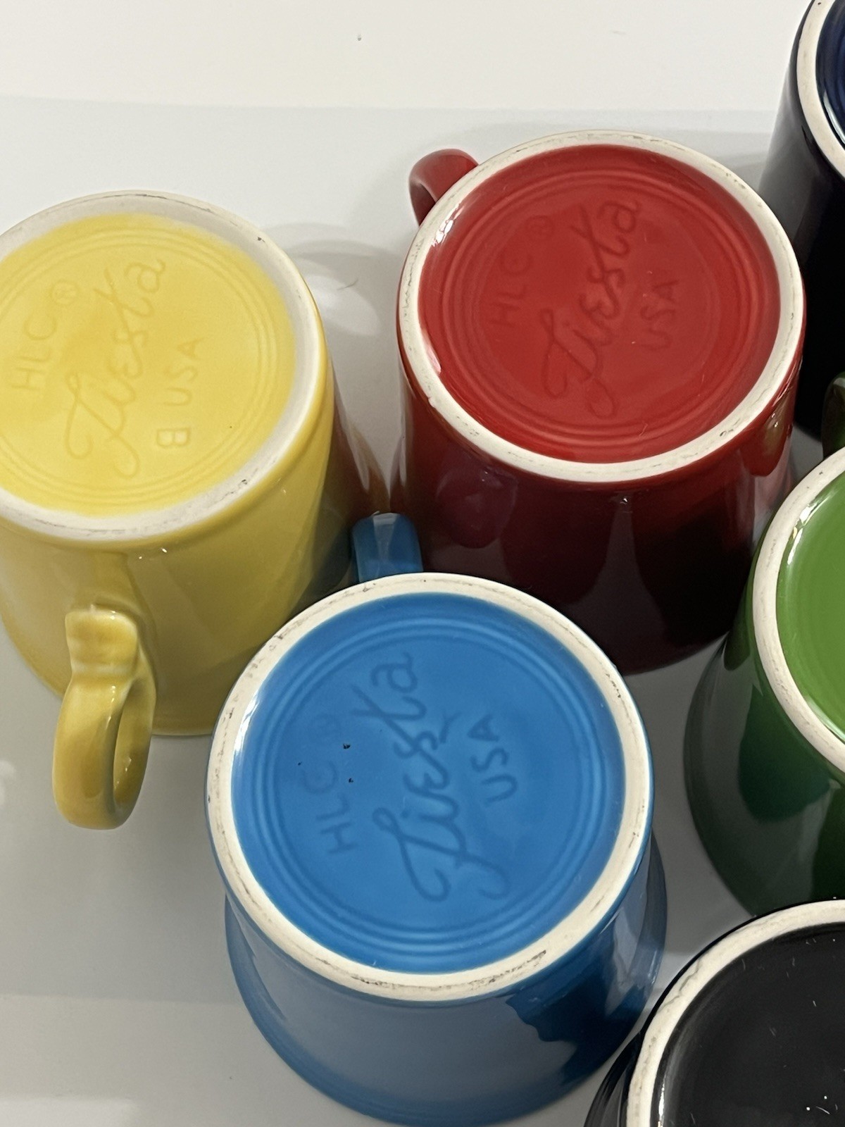 Fiesta Ware Coffee Mugs O Ring Handle Various Colors (Set Of 6) Lot