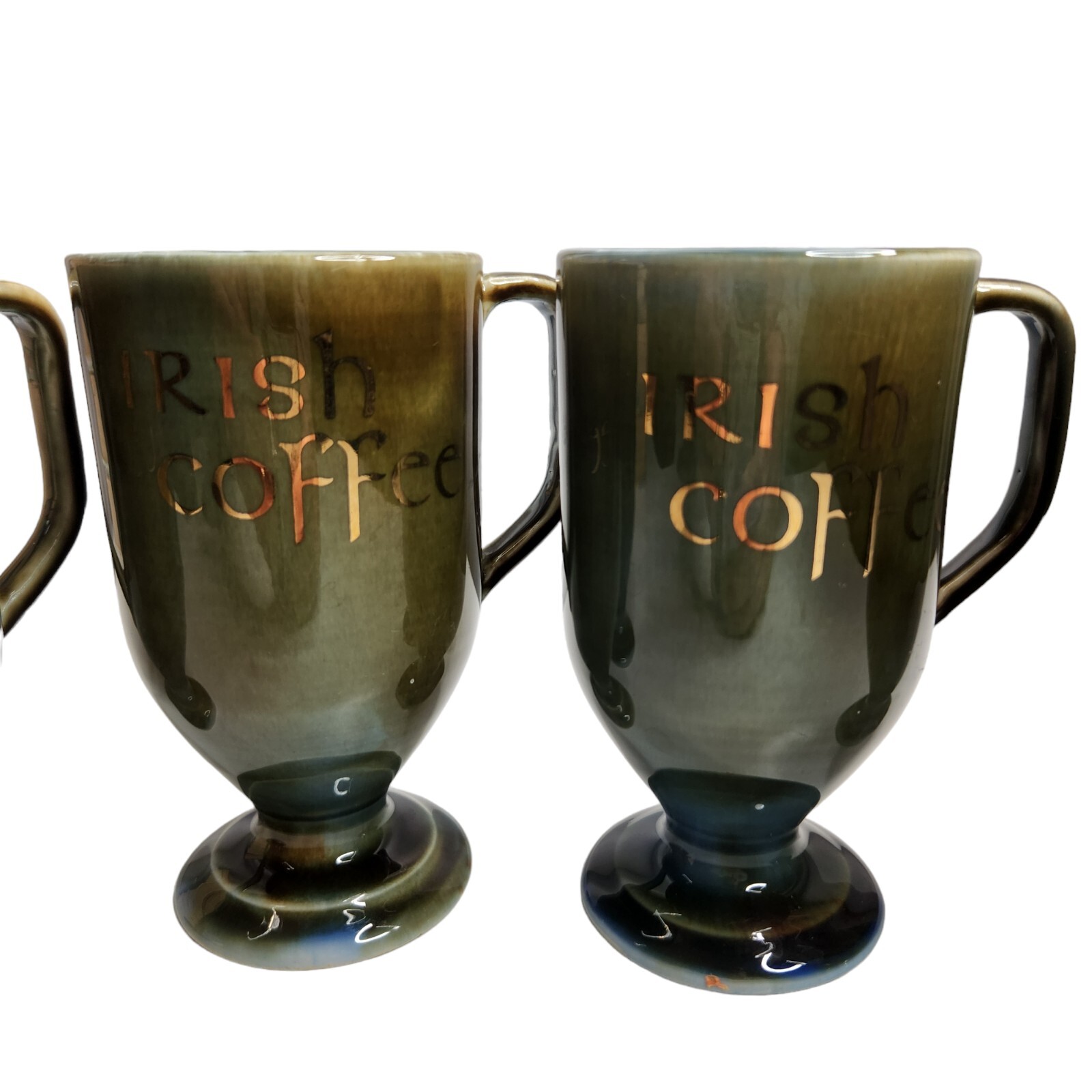 Vintage Wade Porcelain Irish Coffee Mugs Blue/Green Made In Ireland Set of 4