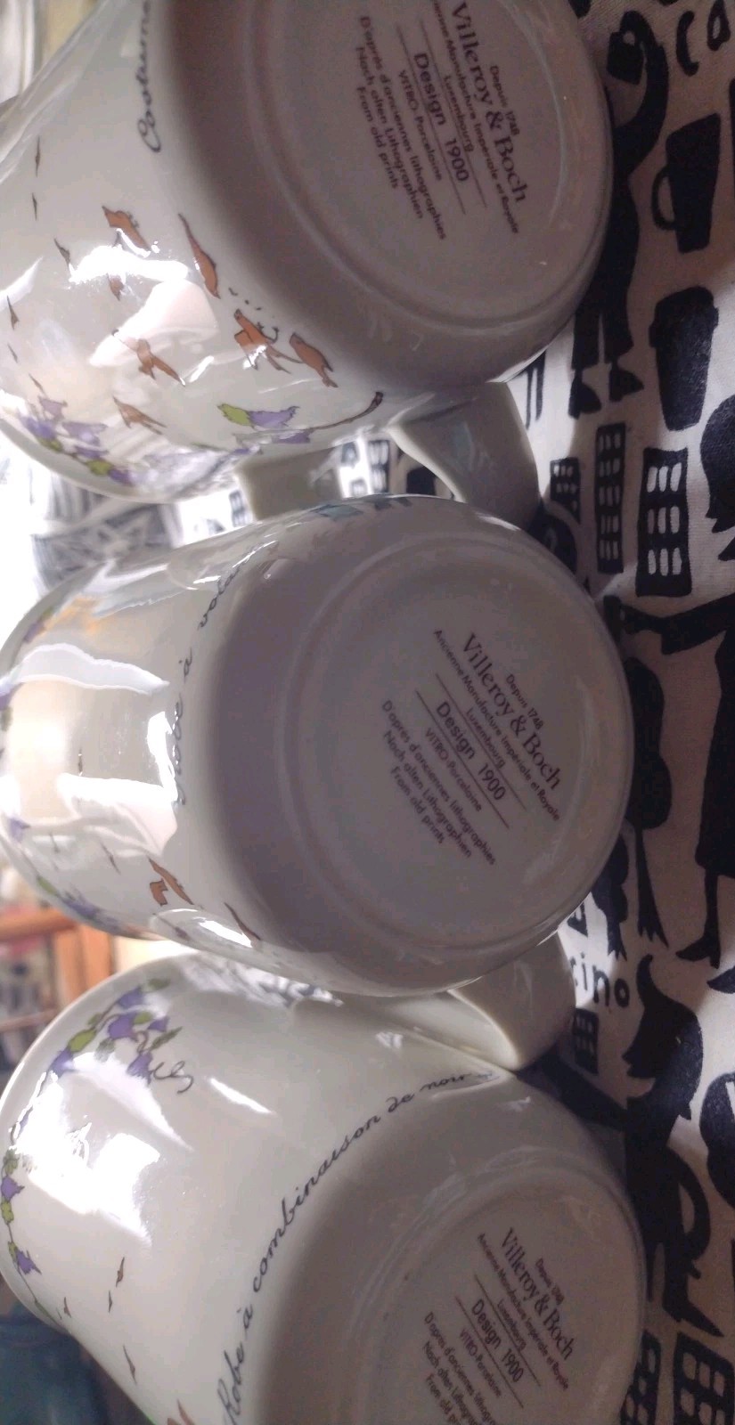 Villeroy & Boch Set Of 3 Mugs Cups Design 1900 Vintage Porcelain Women
