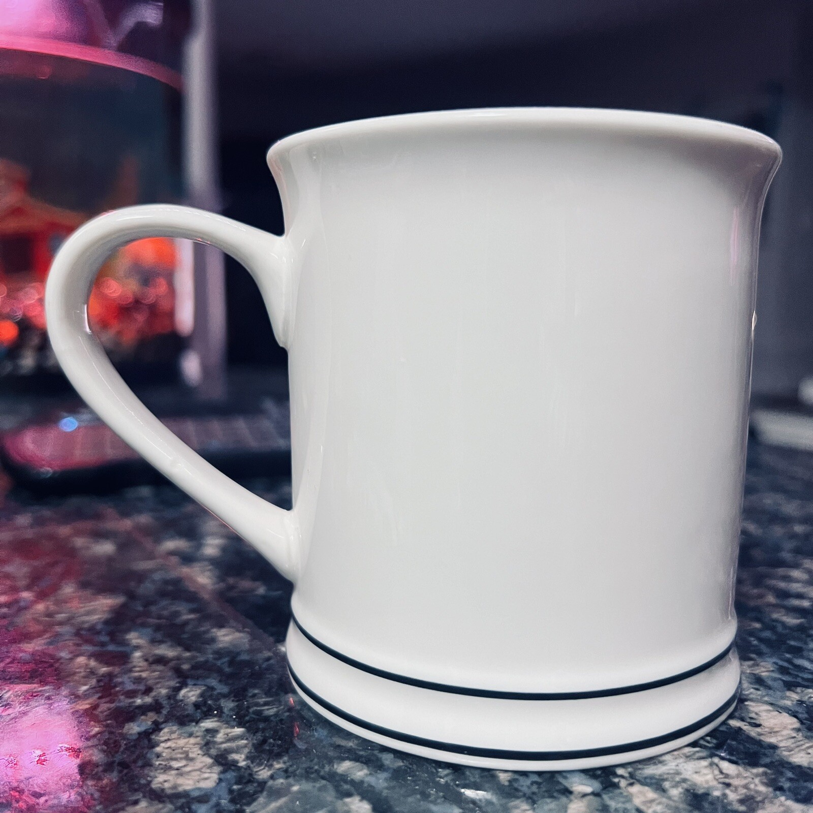 The Mr. Mustache Coffee Cup, White w/ Black Detail, Wedding/Anniversary Gift Mug