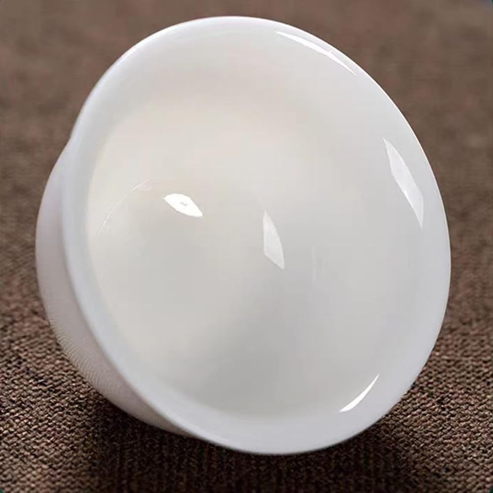 Chinese Traditional Tea Tasting Cup Set of 4, 1.6oz White Porcelain Mini Cups…