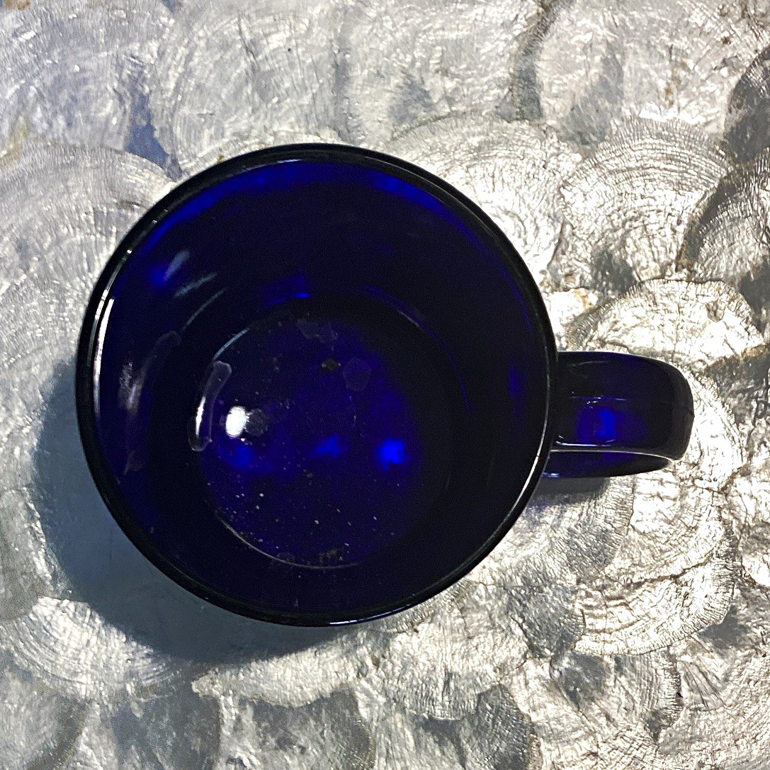 Blue Glass Coffee Mug w/ Handle 8 fl oz Made in USA Modern Hot Beverage
