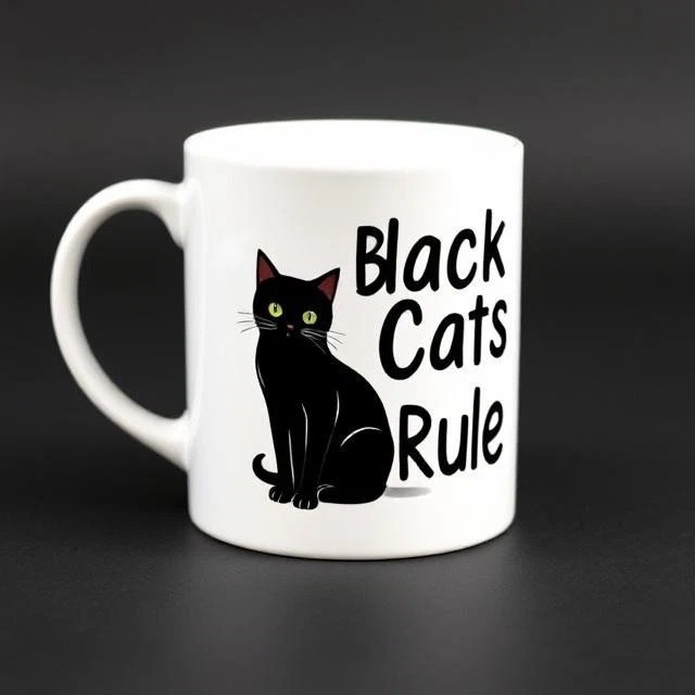 Black Cats Rule Ceramic Mug Adult Humor Coffee Cup Funny Gift Kitty lover