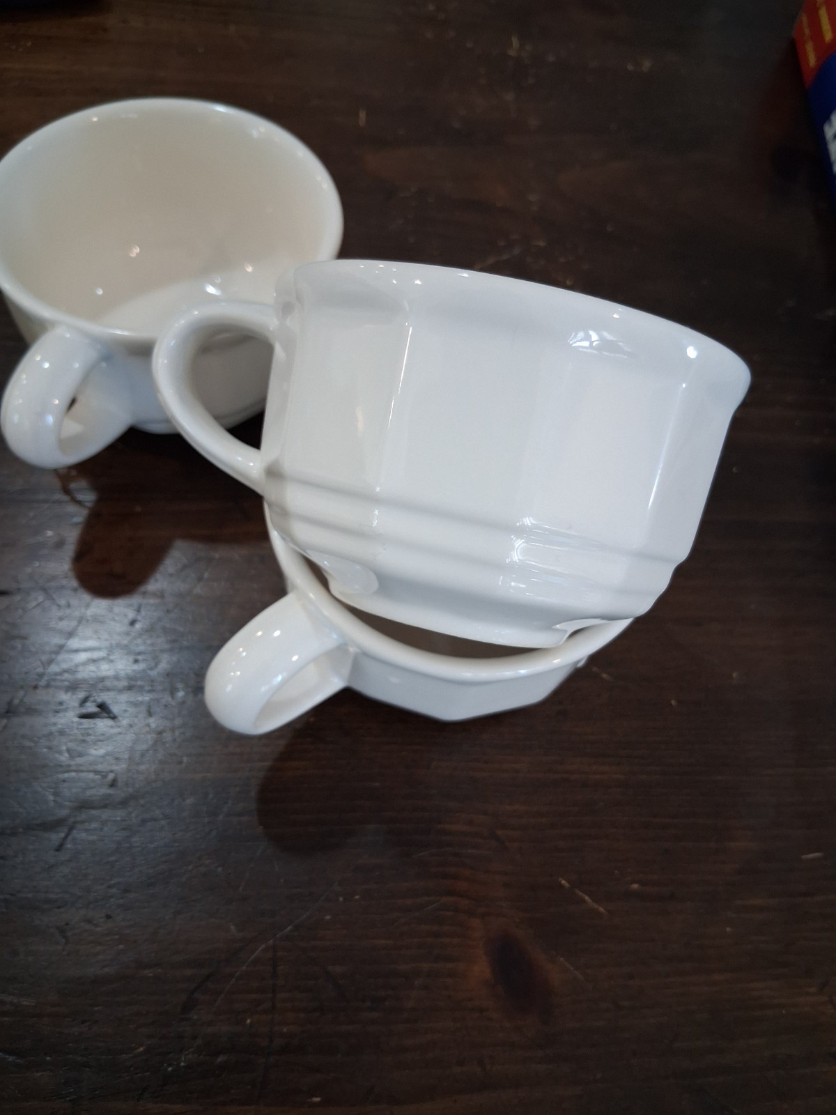 5-Piece White Ceramic Stackable Coffee Cups, 8 fl oz, Round Solid Contemporary
