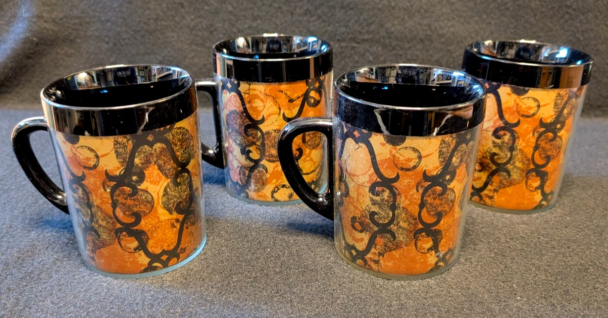 Mid Century Vintage West Bend Thermo-Serv El Dorado Hot/Cold Insulated Mug Set 4