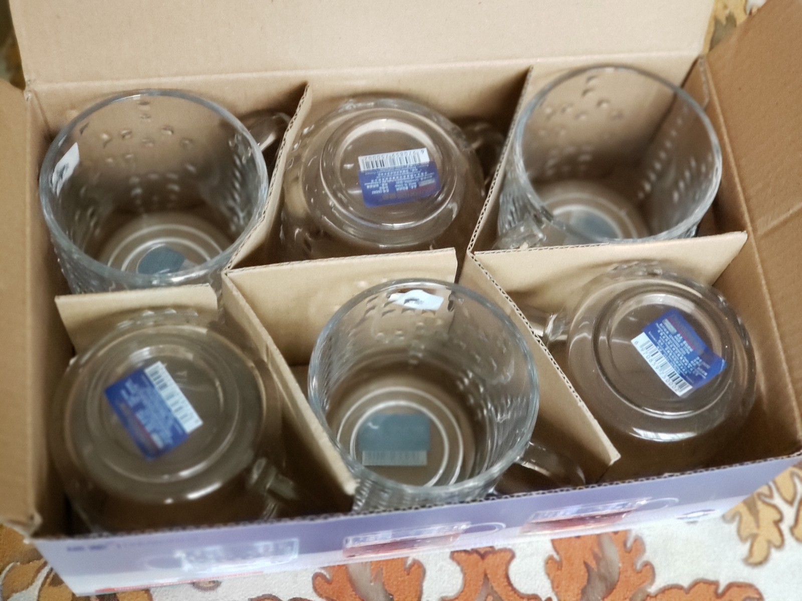 Diamonds DM 6-Piece Clear Glass Round tea & beverage cups Set 250 ml Decorated