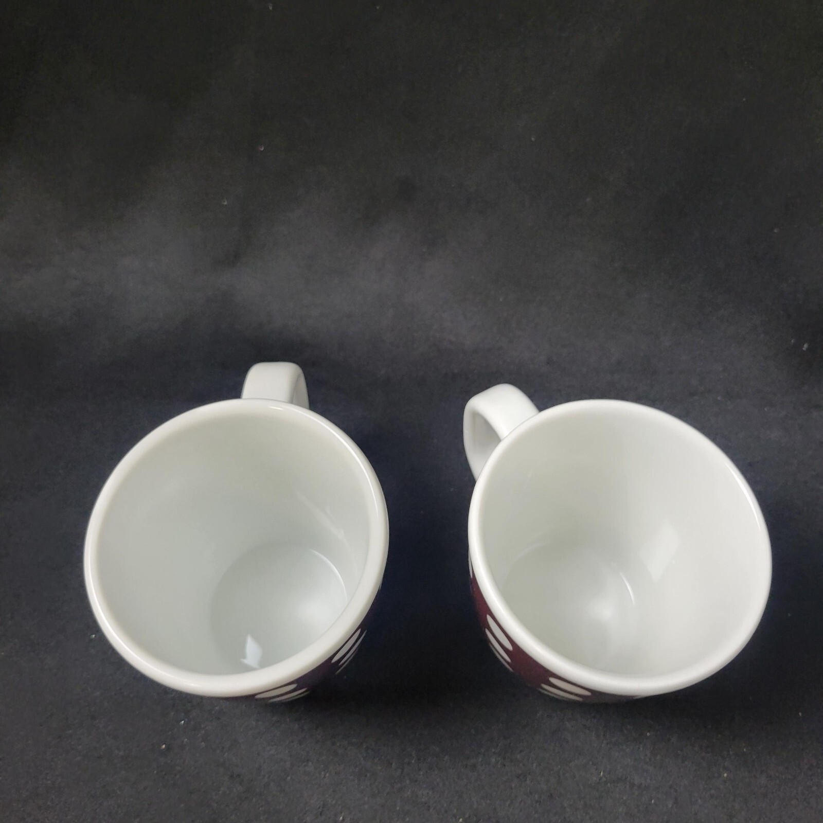 BODUM Ceramic Coffee Mugs Cups Brown White Polka Dots Set of 2 Heavy Porcelain