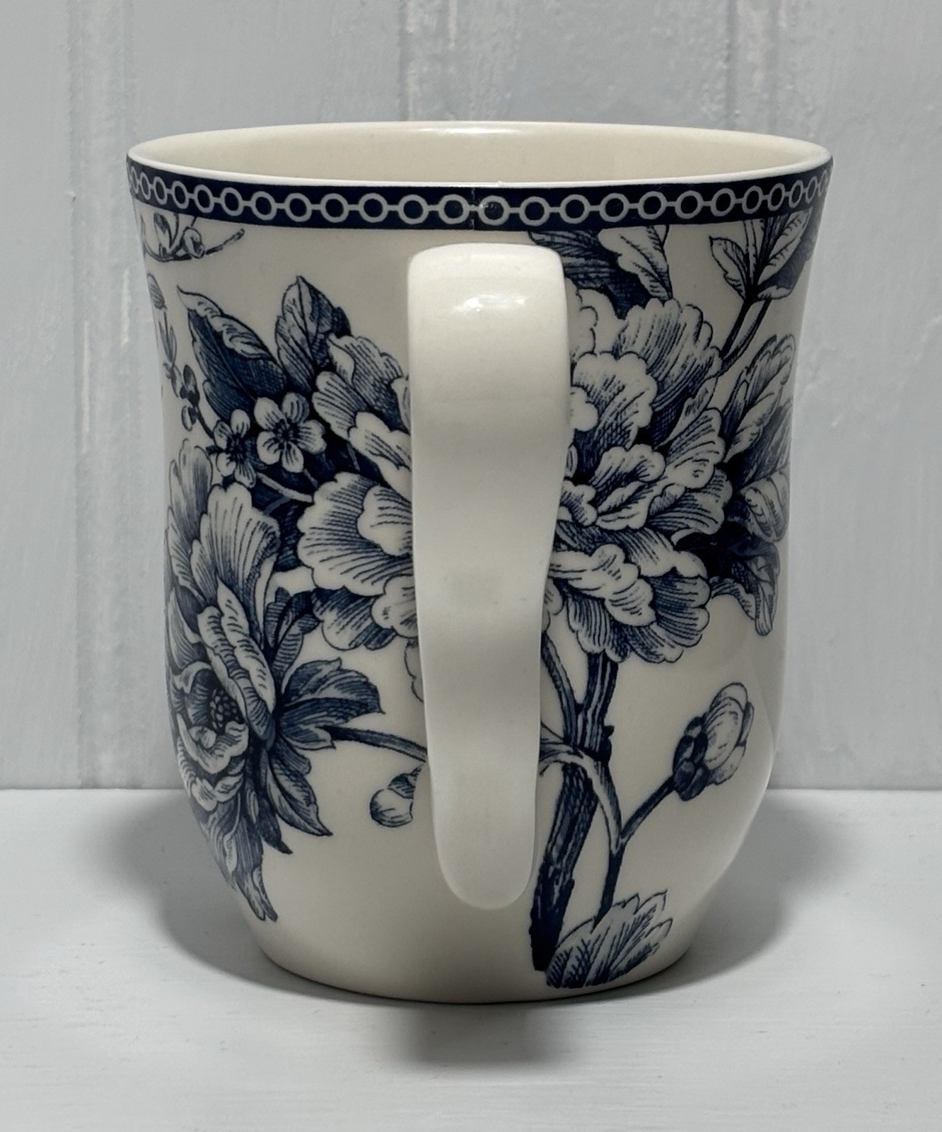 222 Fifth Adelaide Grey Floral 13 Fl Oz Fine China Porcelain Mug