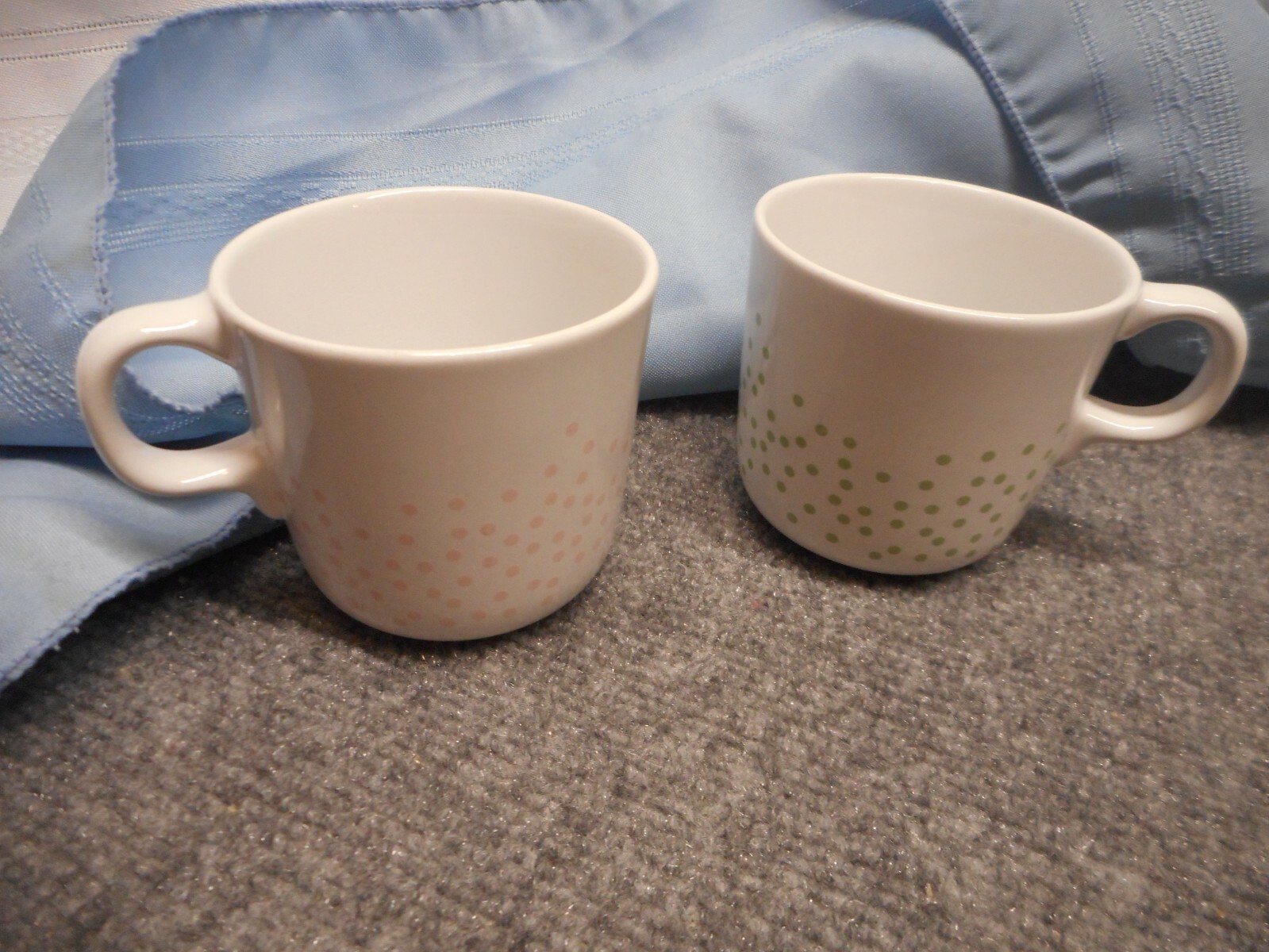 Ikea Pink Green Polka Dot Coffee Mug Tea Cup 8 fl oz X2