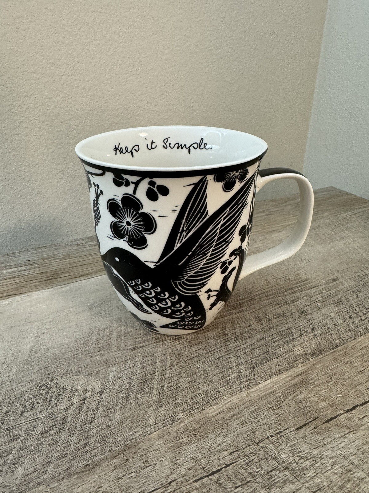Hummingbird Coffee Mug Black & White Karma Keep It Simple Cup Birds