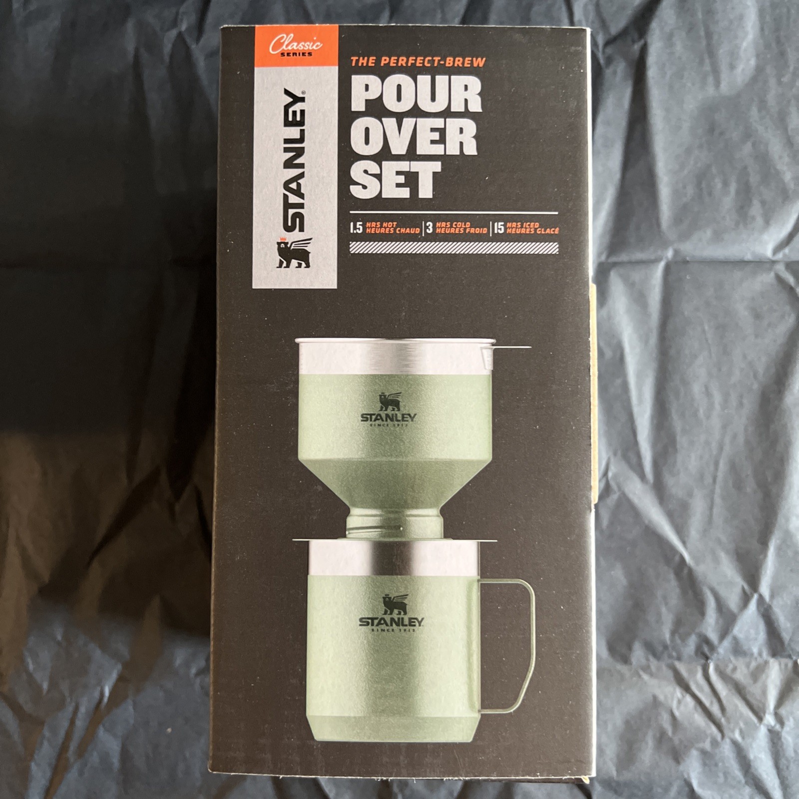 Stanley Pour Over Set Classic Series Camp Mug 12OZ Hammertone Green NEW
