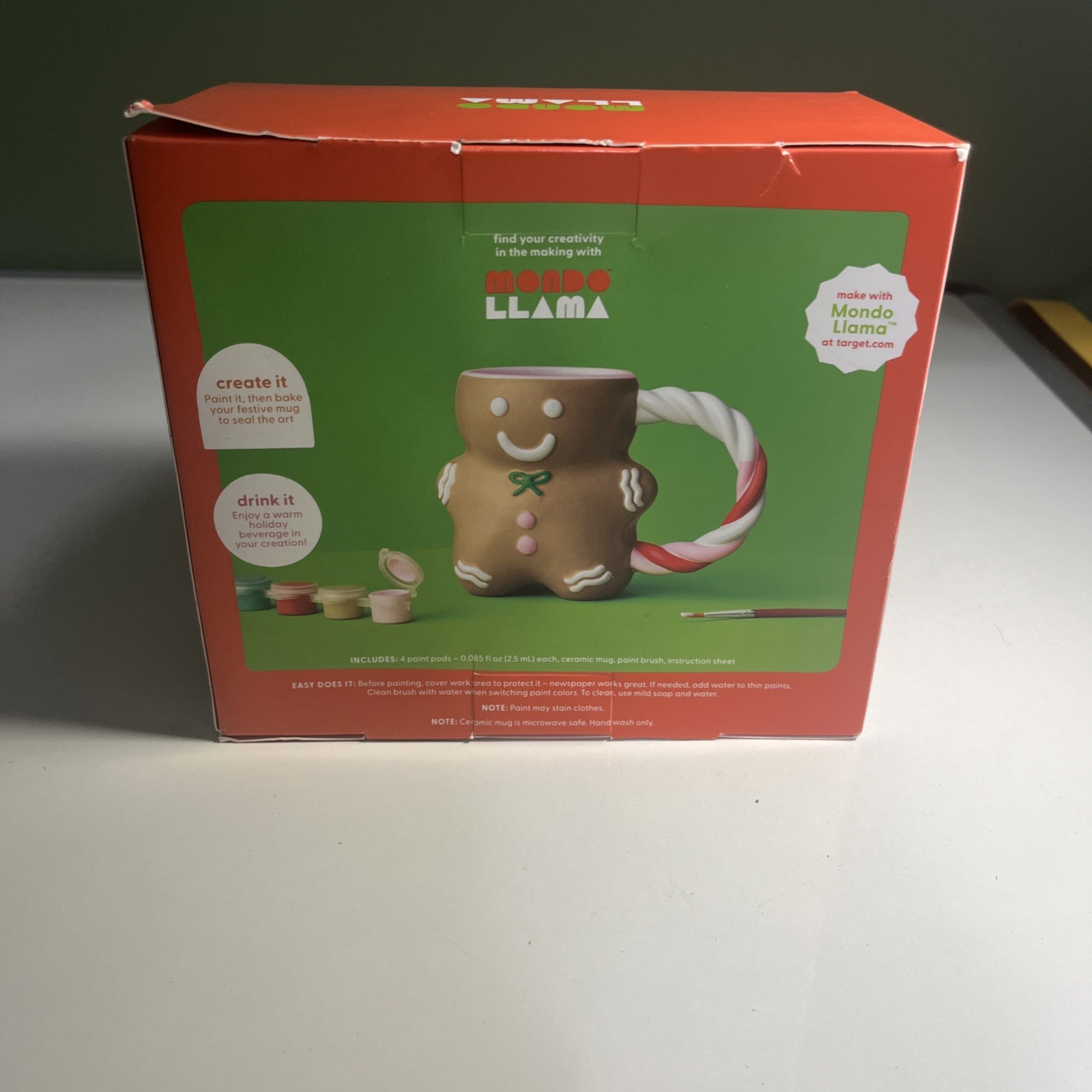 Mondo Llama Paint-Your-Own Ceramic Mug Kits With Brush & Paints Non-Toxic New IB