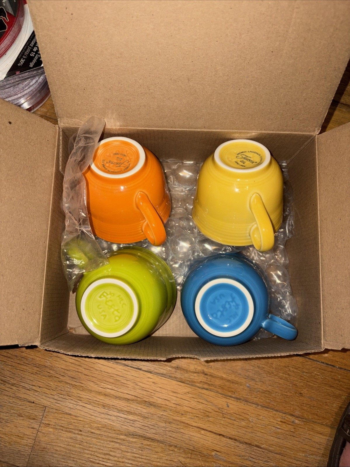 Fiesta 7oz Cups Set of 4 Assorted Colors Fiestaware Espresso Coffee Tea Mugs
