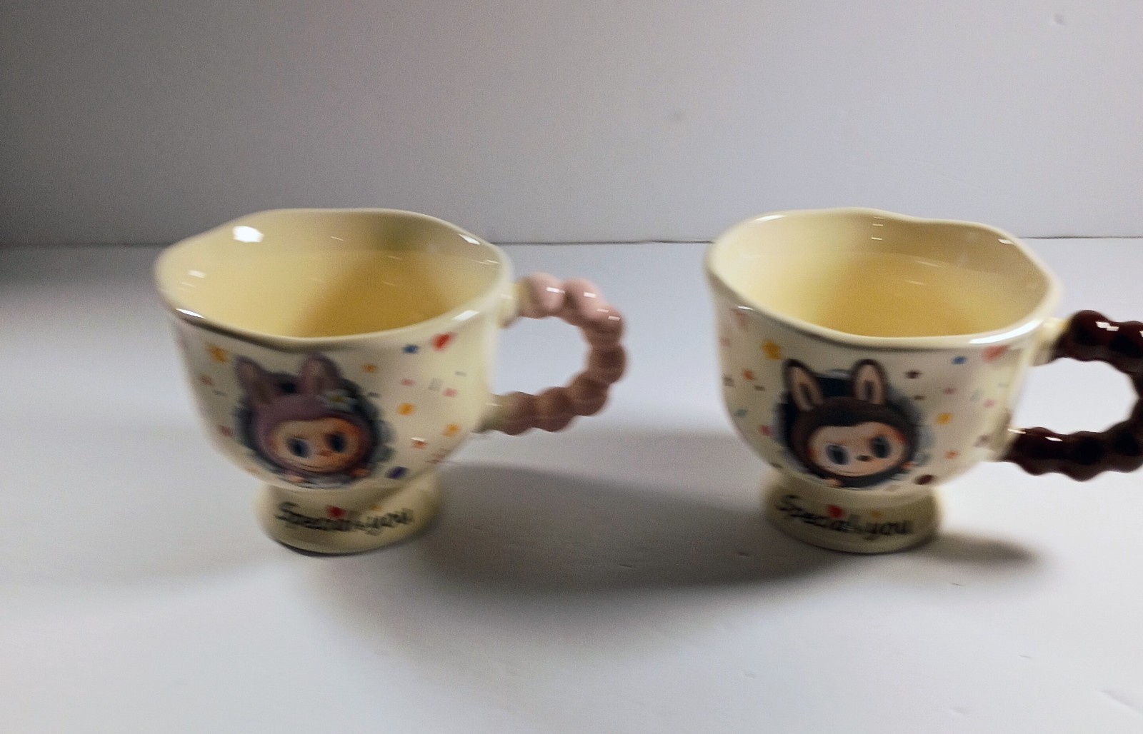 Cute Laboboo Animal Ceramic Coffee Mug Polka Dot, Pink & Brown Handle