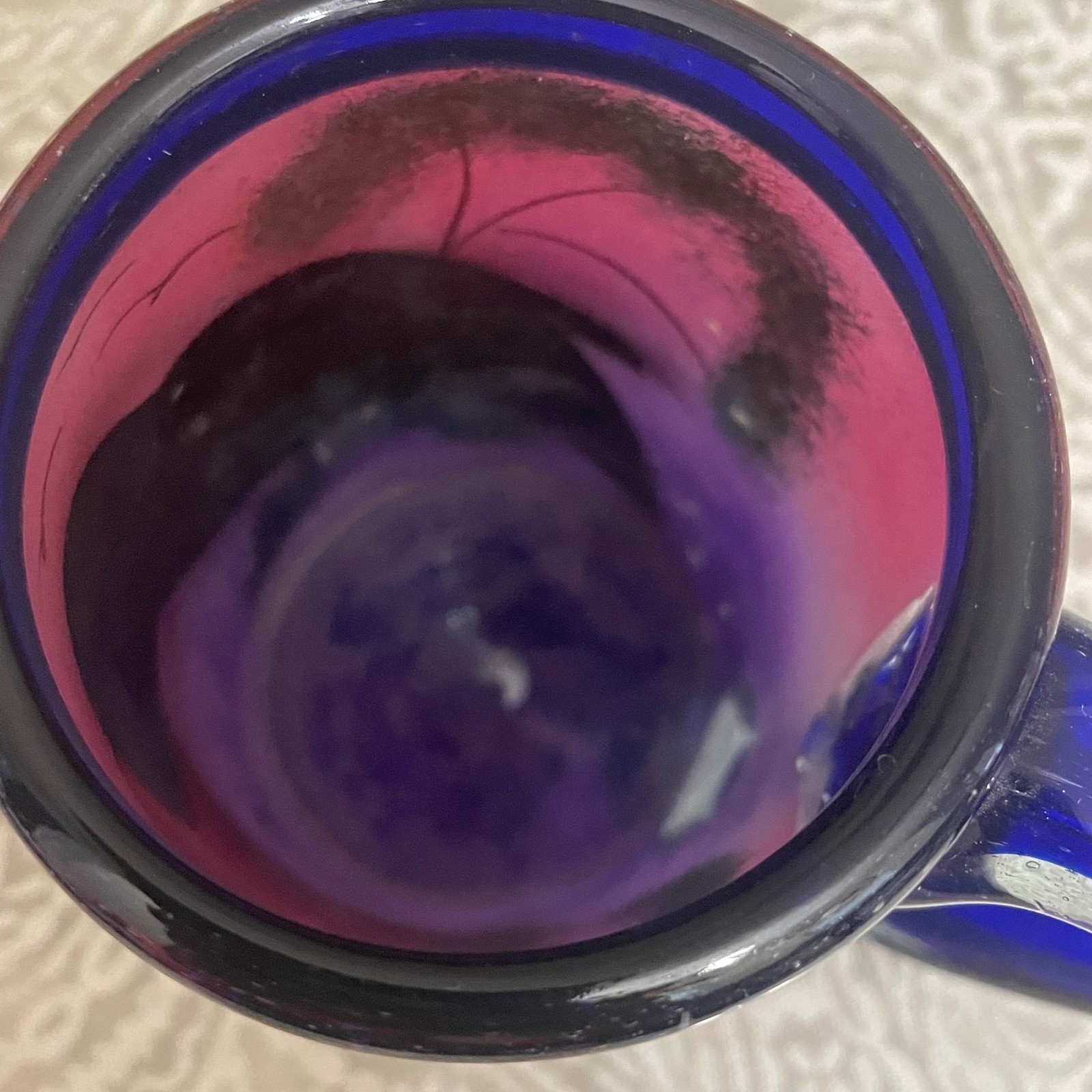 Hand blown colbalt blue fused glass Hand Painted Toucan Tropical mug