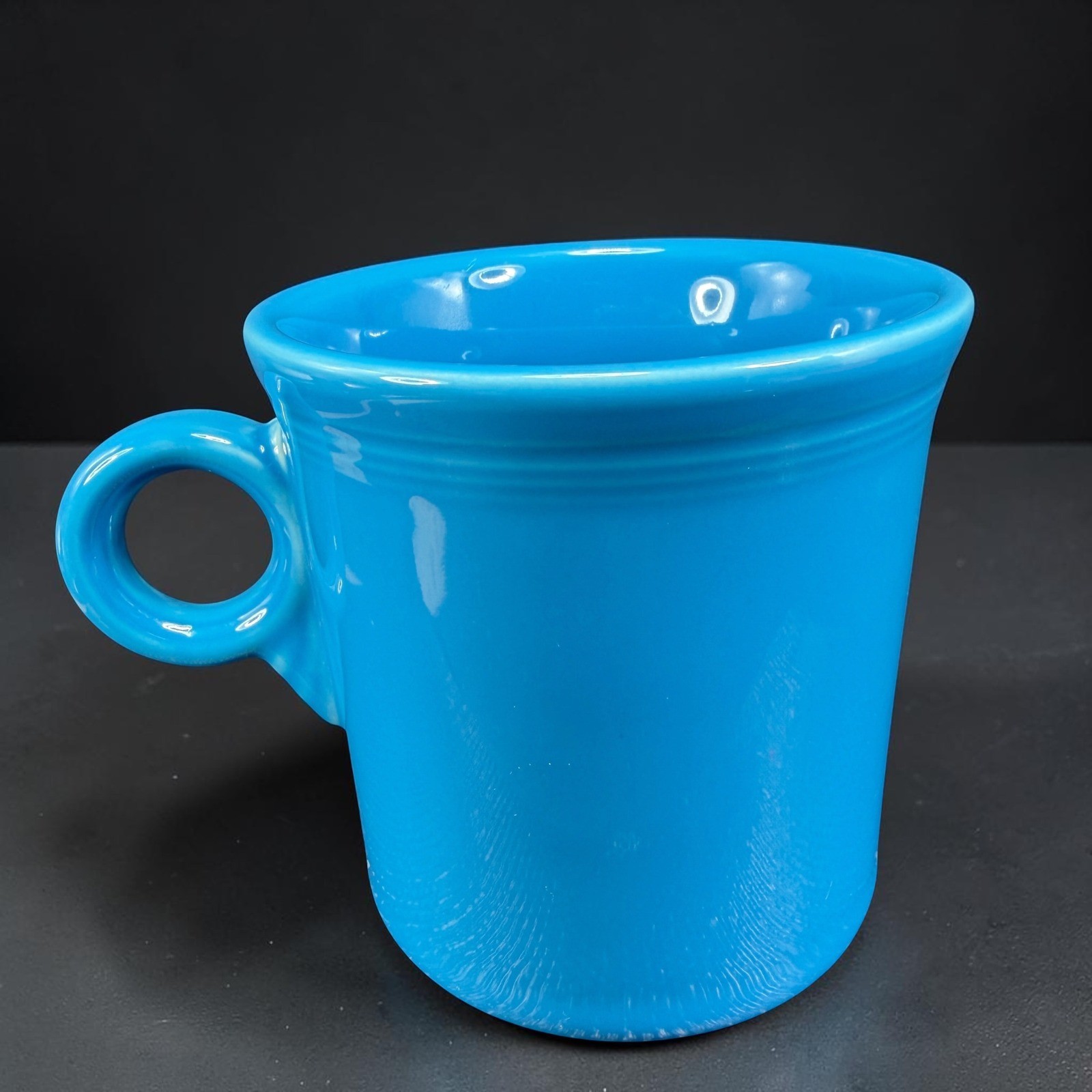 Fiesta Blue Ring Handle Mug Cup Homer Laughlin USA 3.5in Ceramic Coffee Cup