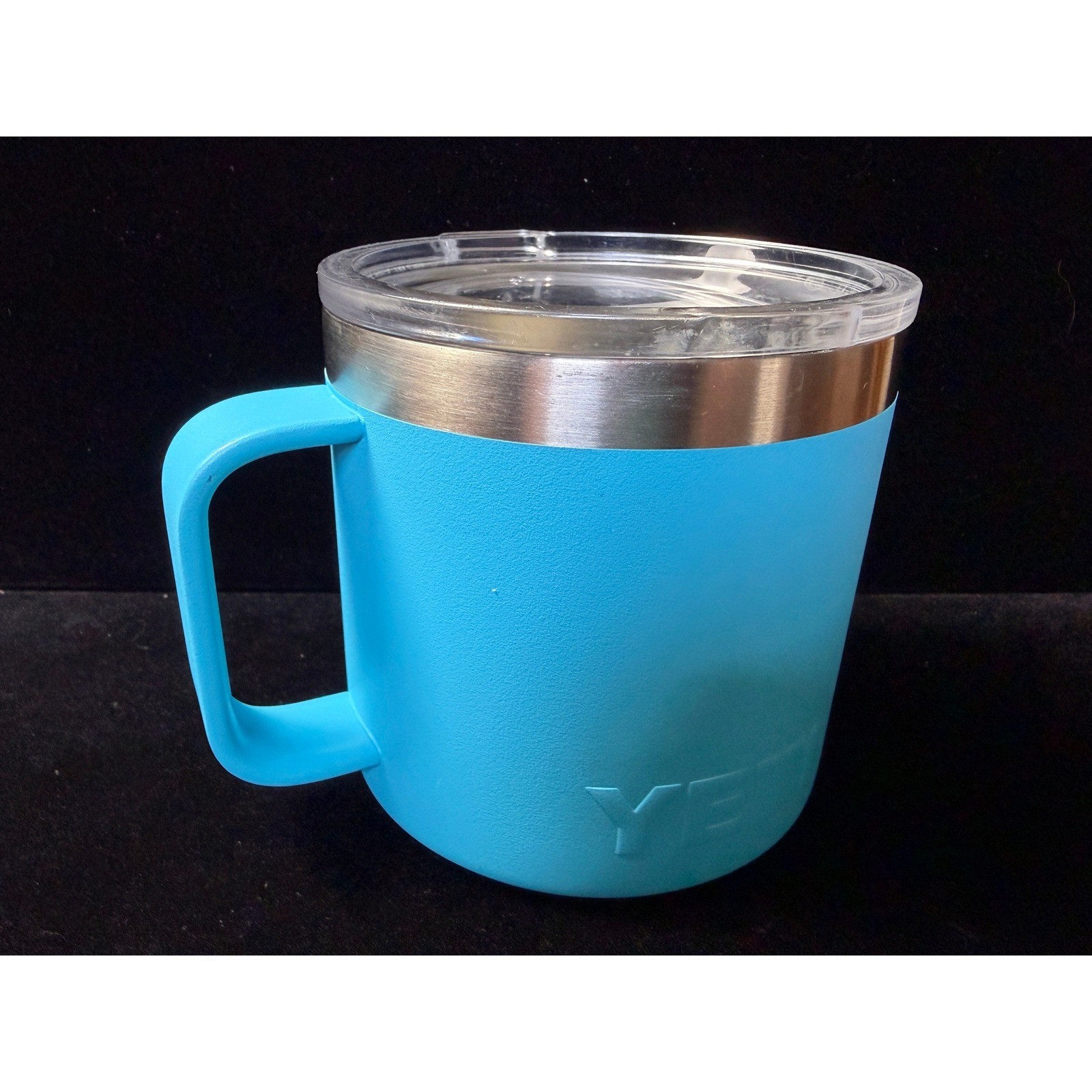 Yeti Rambler 14 oz Mug with Lid Bright Blue Stainless Steel Insulated Camp Cup