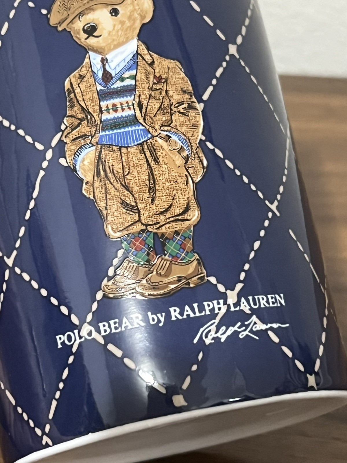 Ralph Lauren Highmoore Plaid Polo Bear Porcelain Coffee Mug 14oz.