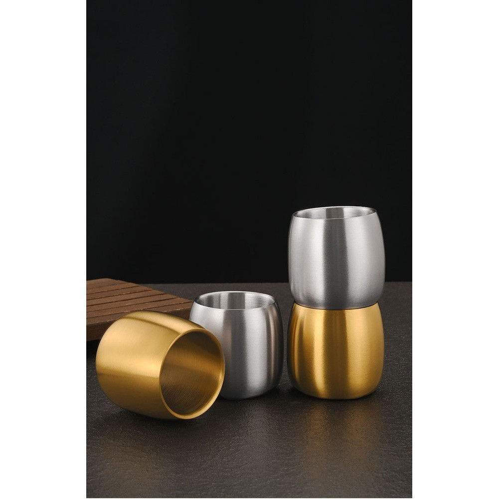 304 Stainless Steel Compact Korean Style Cup 150ml Double Wall Anti Slip Base