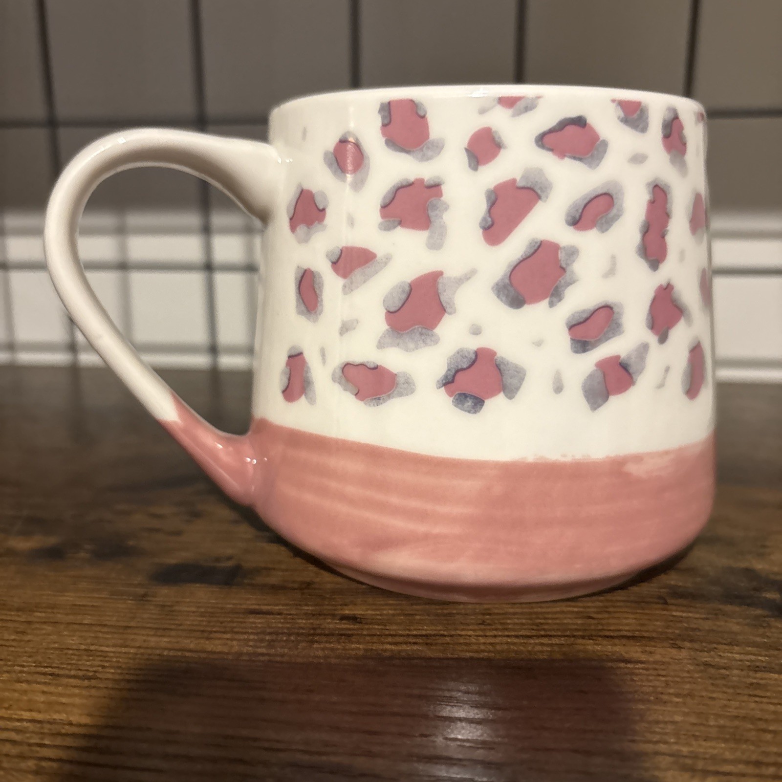 SHEFFIELD Home Rose Pink Women’s Dusty Leopard Print Ceramic MUG