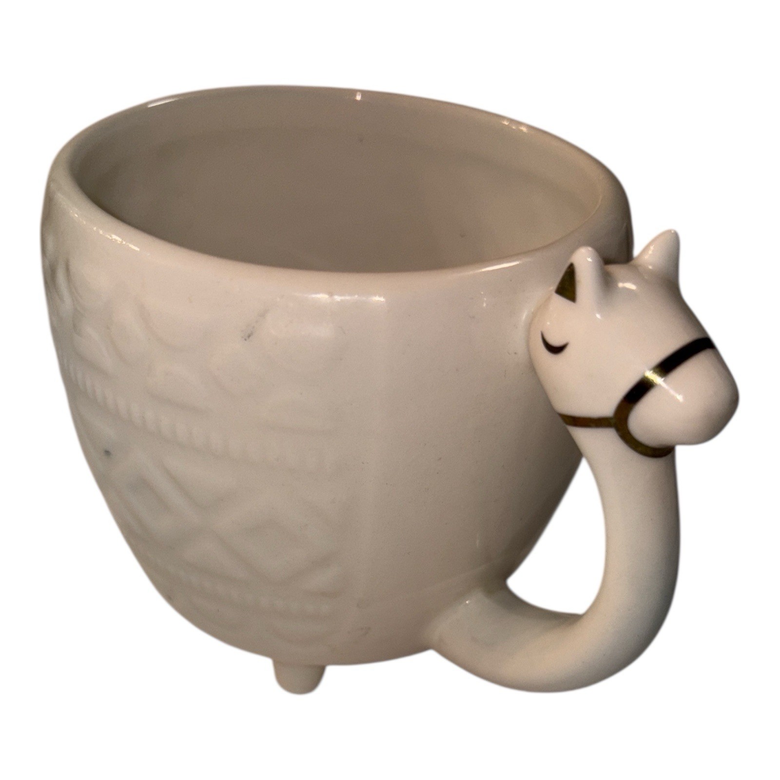 OpalHouse Off White Textured Stoneware Camel Llama Mug Gold Trim, Free Shipping