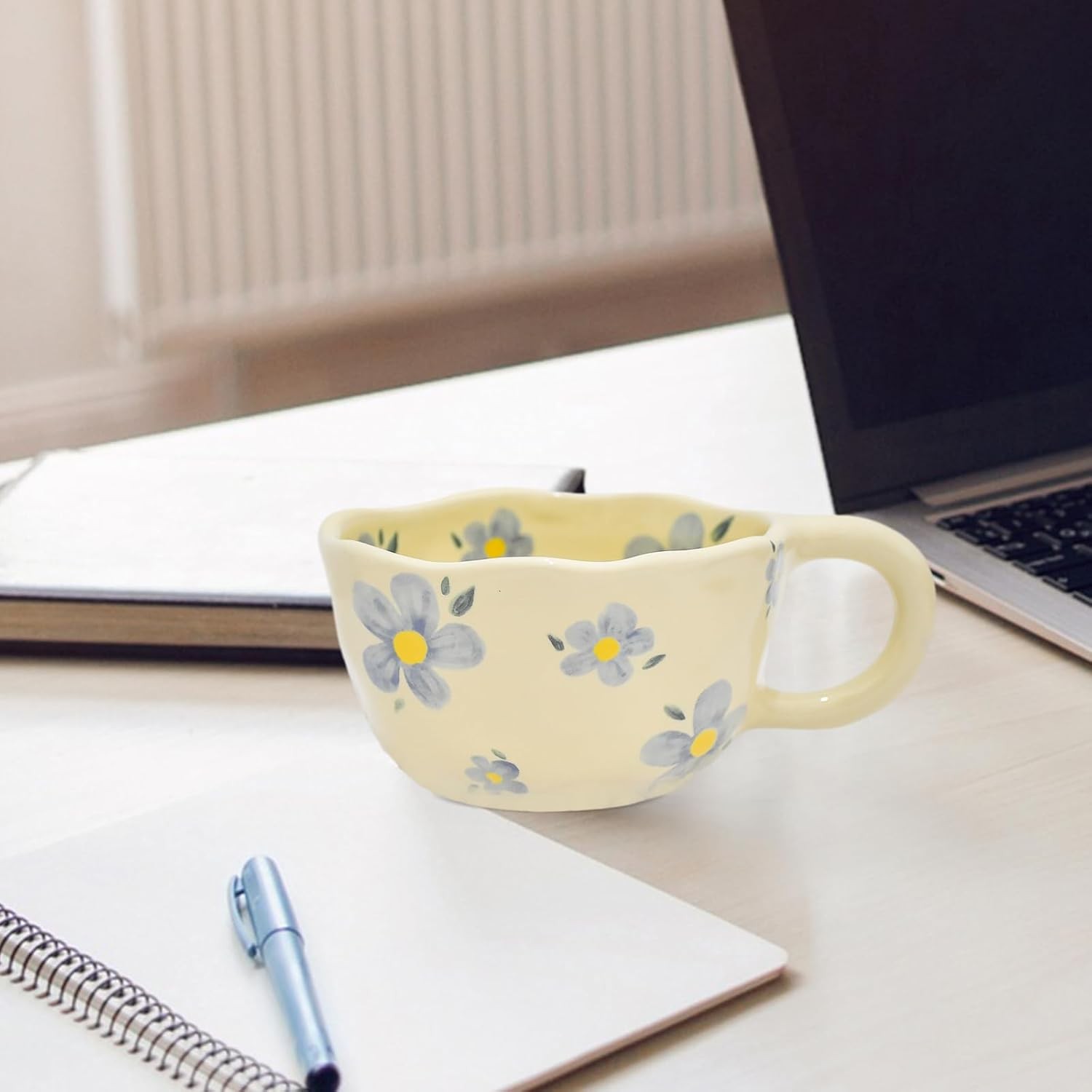 8.5 oz Elegant Floral Ceramic Mug Coffee Cup with Flower Decorations, 250ml