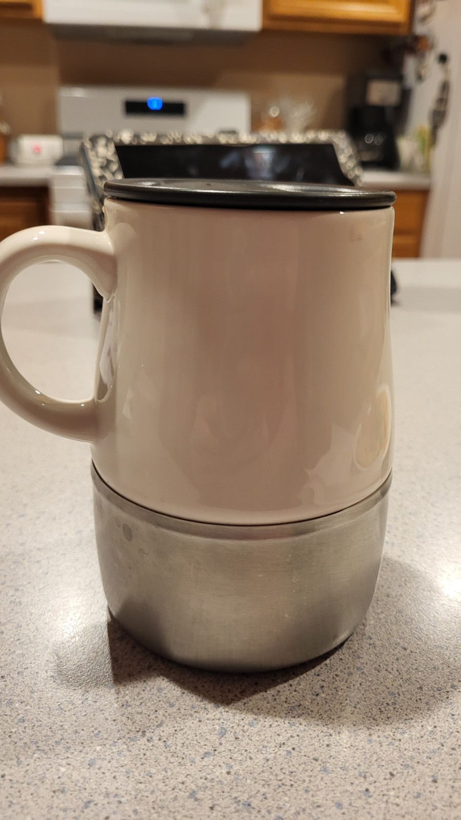 Starbucks Metal Bottom Non-Skid Ceramic Coffee Mug Travel Cup 14 oz. with Lid