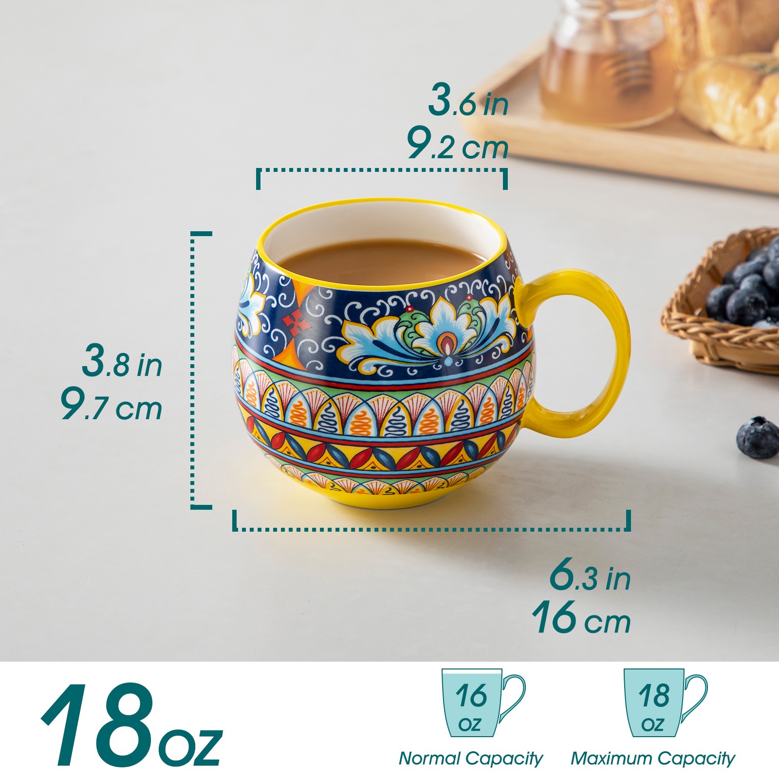 vancasso SIMI 6-Piece Porcelain Boho Style Coffee Mug Set Tea Cup Water Mug Set
