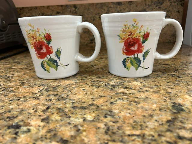 Fiesta Fiestaware Floral Bouquet Mugs Set of 2 Tapered 14 OZ Made in USA