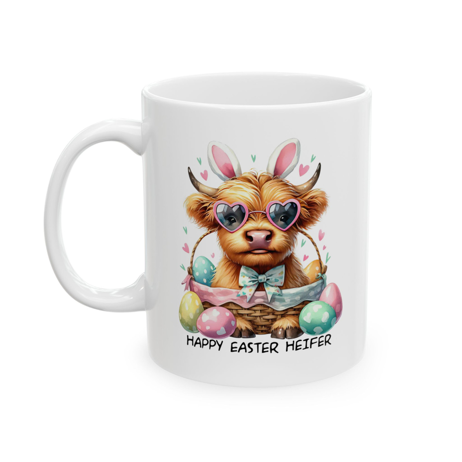 Happy Easter Heifer Cow Coffee Mug Cute Farm Animal Spring Funny Gift