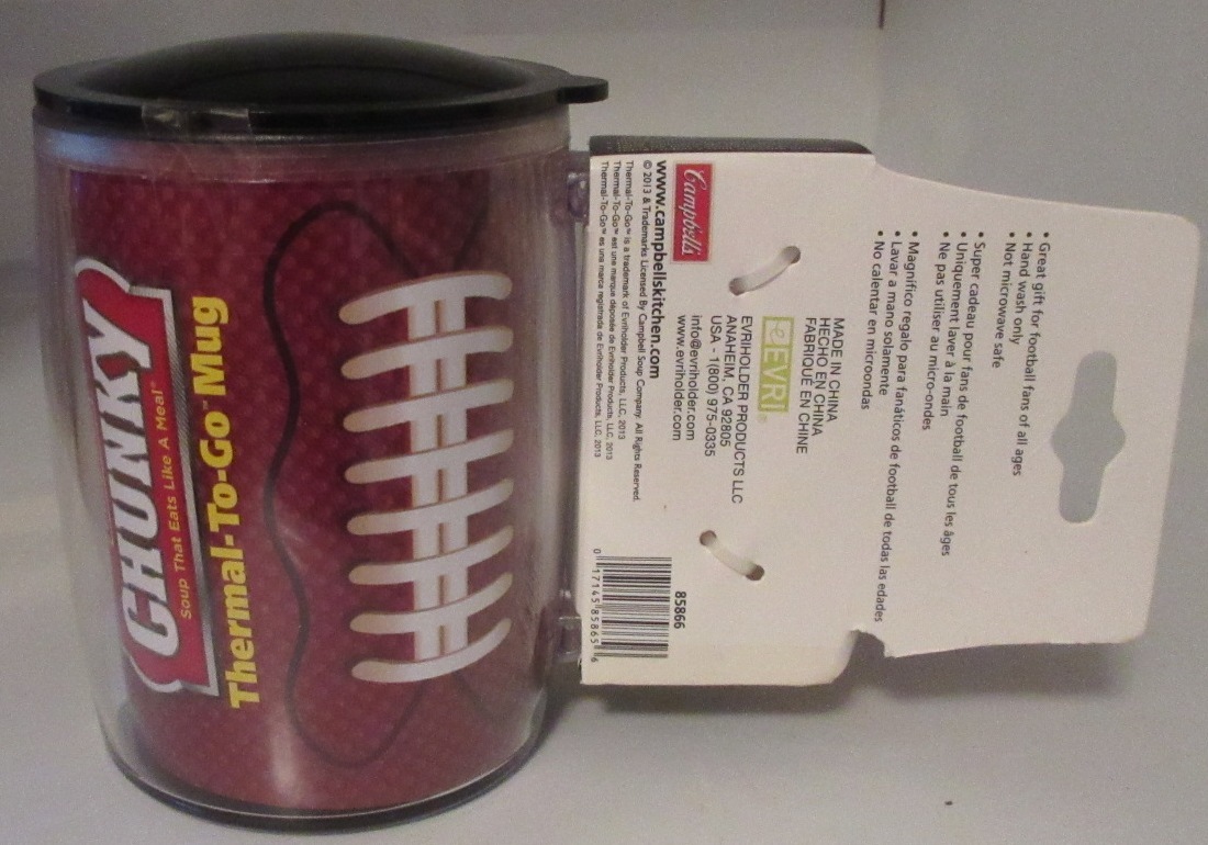 Campbell’s Chunky Football Thermal-To-Go Mug Soup Bowl 13.5 oz BPA FREE NEW