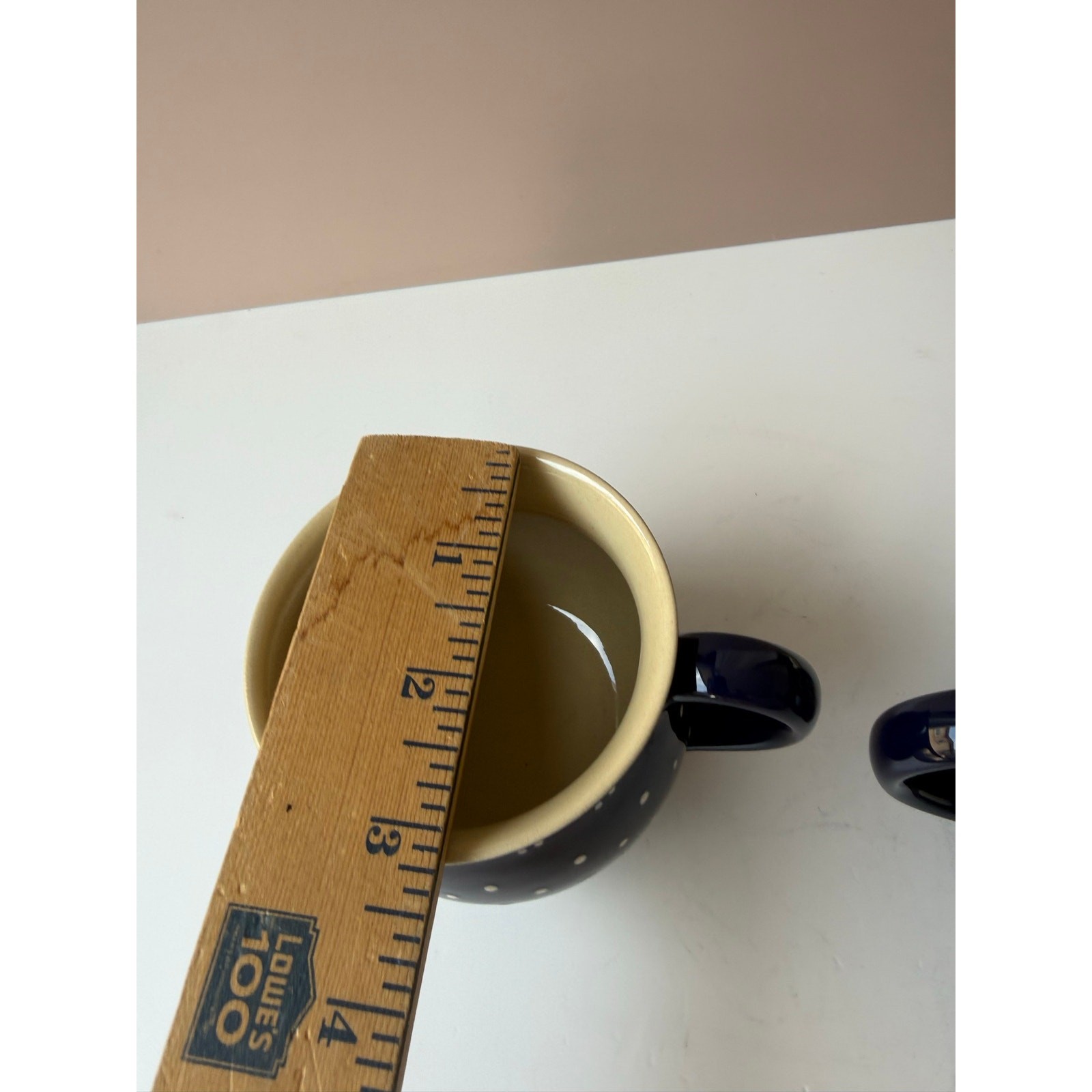 Echt Bürgeler Navy Blue White Dot Bulbous Coffee Tea Mugs Set 2 German Pottery