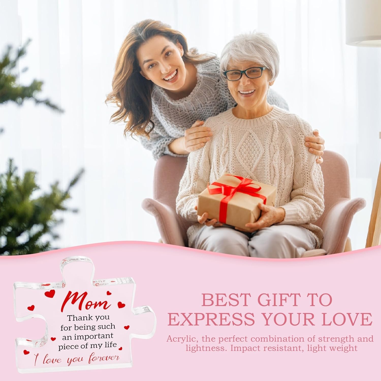 Heartfelt Engraved Acrylic Puzzle Gift for Mom – Perfect Keepsake 2.2×2.8 in