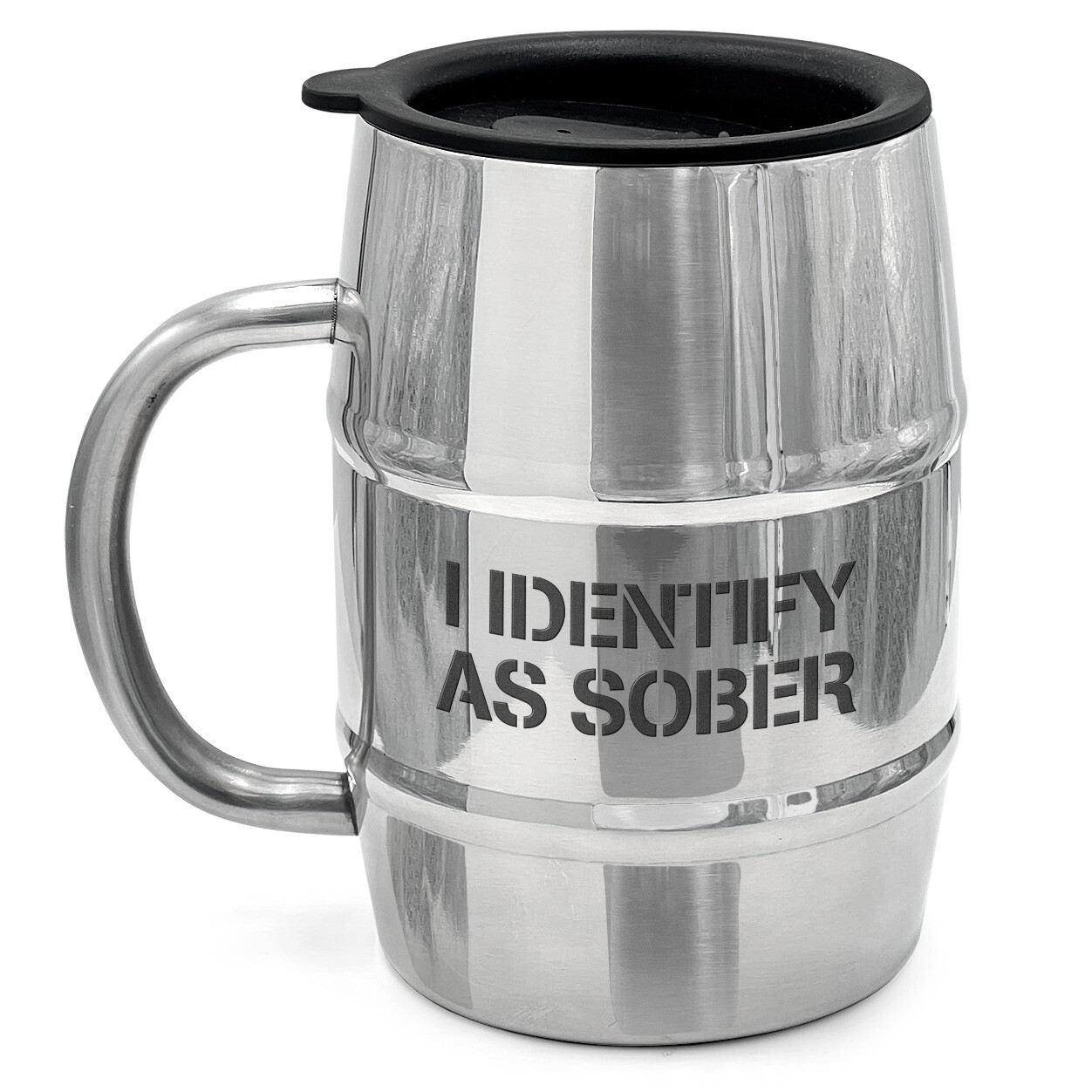 SoHo Funny Insulated Mug Gift for Men 20oz Insulated Cup “I Identify as Sober”