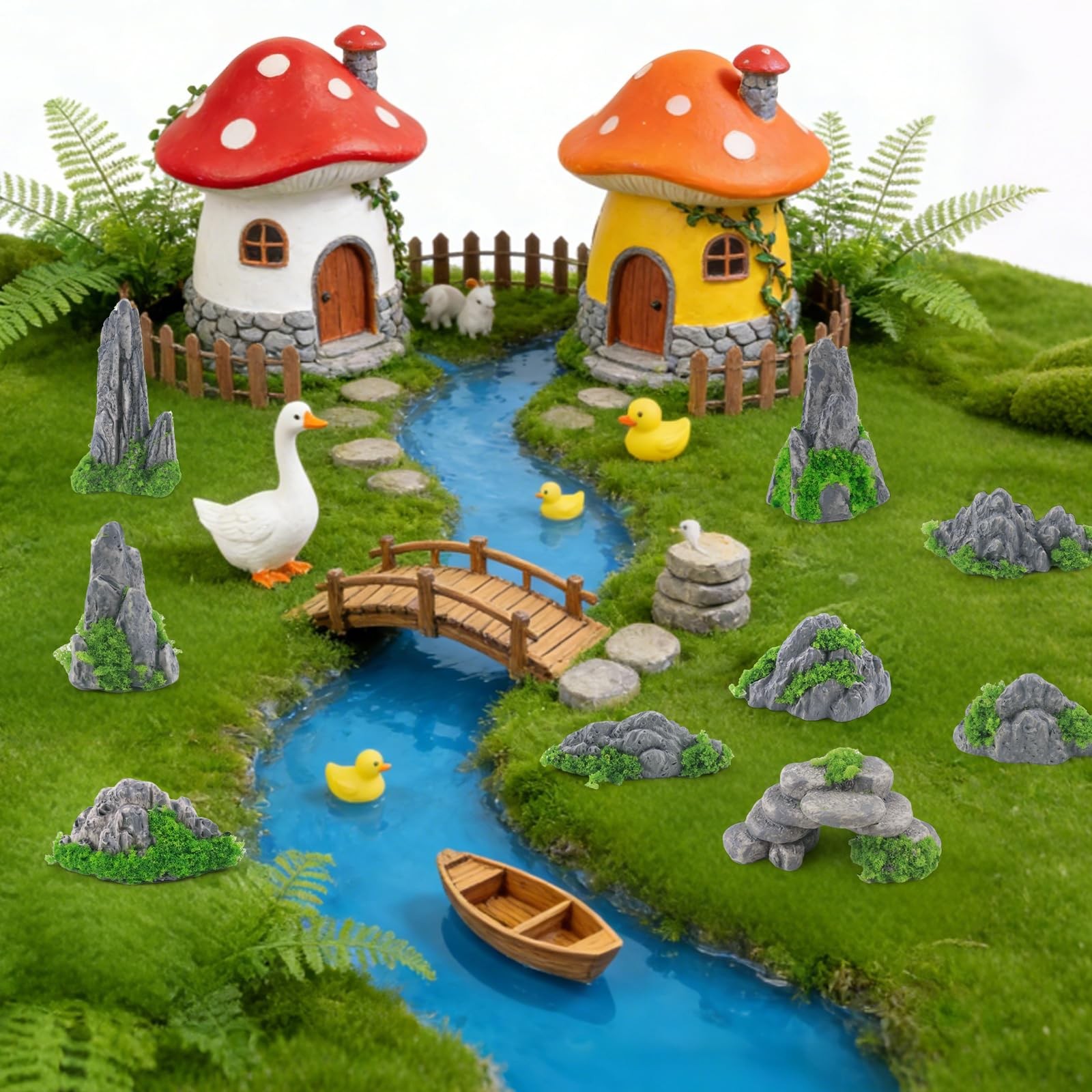 Diorama Rocks 10pcs Diorama Supplies Fake Rocks Artificial Garden Figurine St…