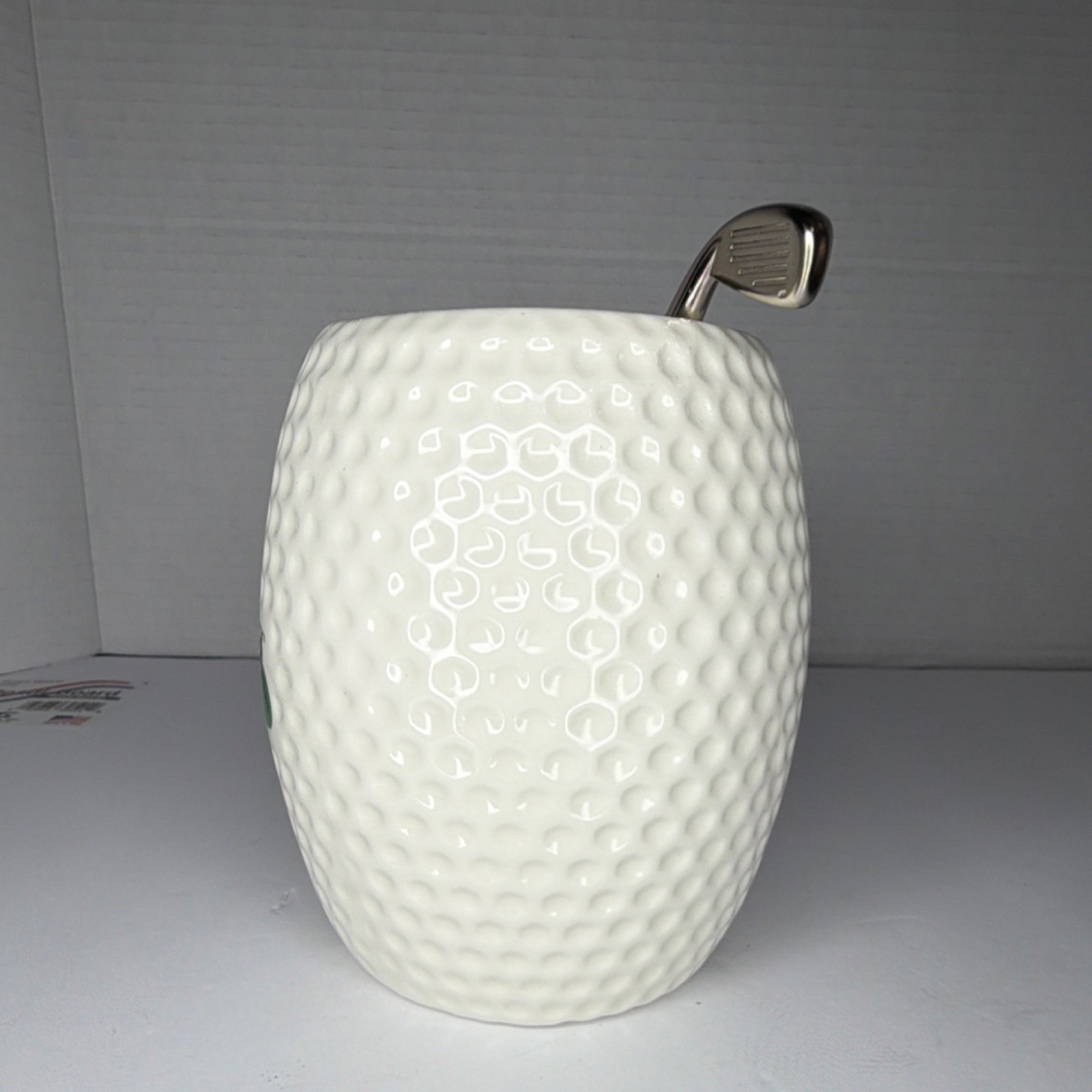 Golf Ball Shaped Ceramic Novelty Mug Set with Club Pen and Balls, Four-Piece