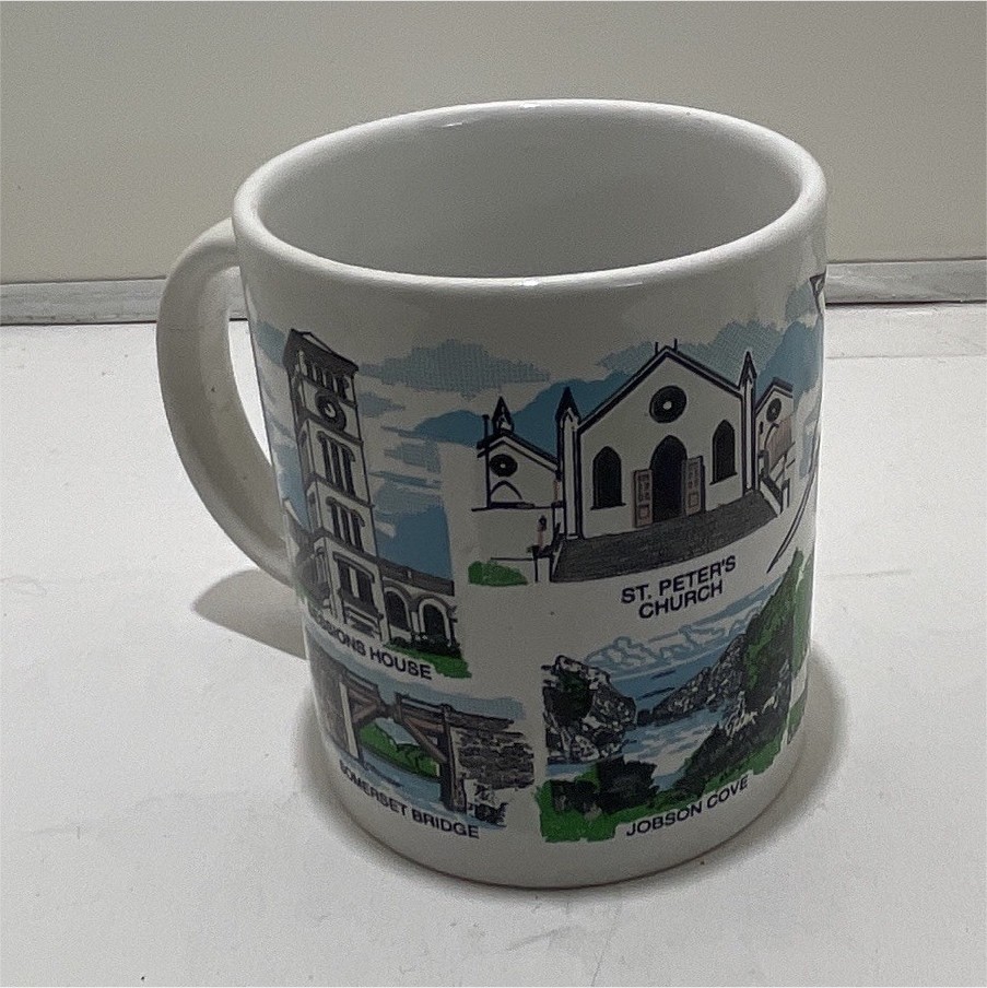 Ceramic Souvenir Coffee Mug Pictorial Buildings & Monuments White Blue 11 oz