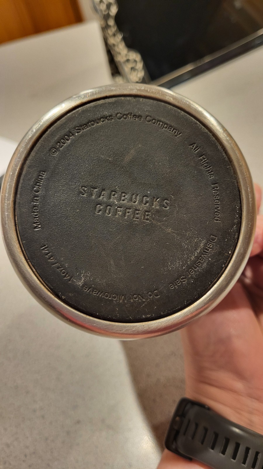 Starbucks Metal Bottom Non-Skid Ceramic Coffee Mug Travel Cup 14 oz. with Lid