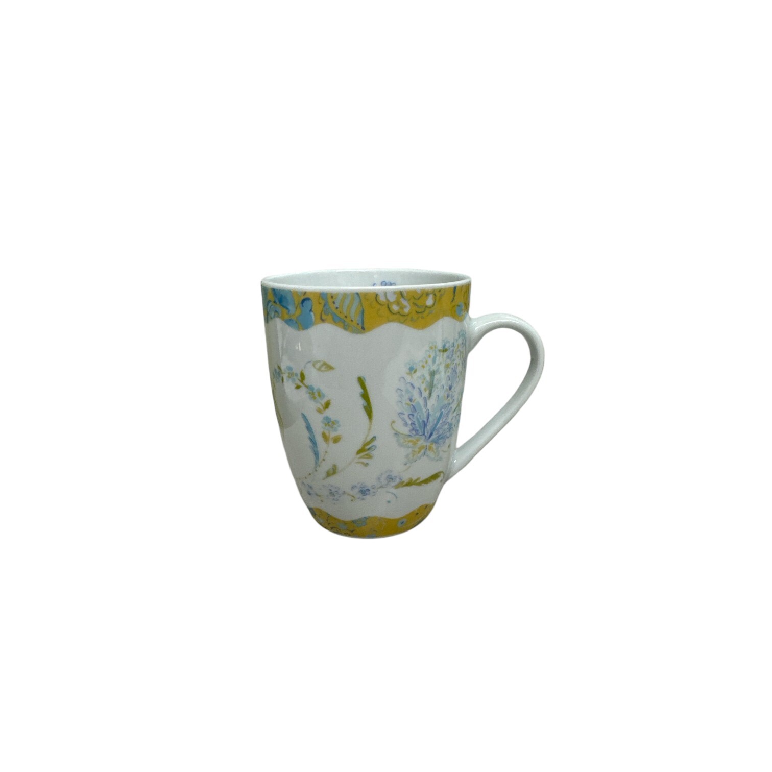 Dena Home Floral Coffee Mug Tea Cup Blue & Yellow Flowers NWOT