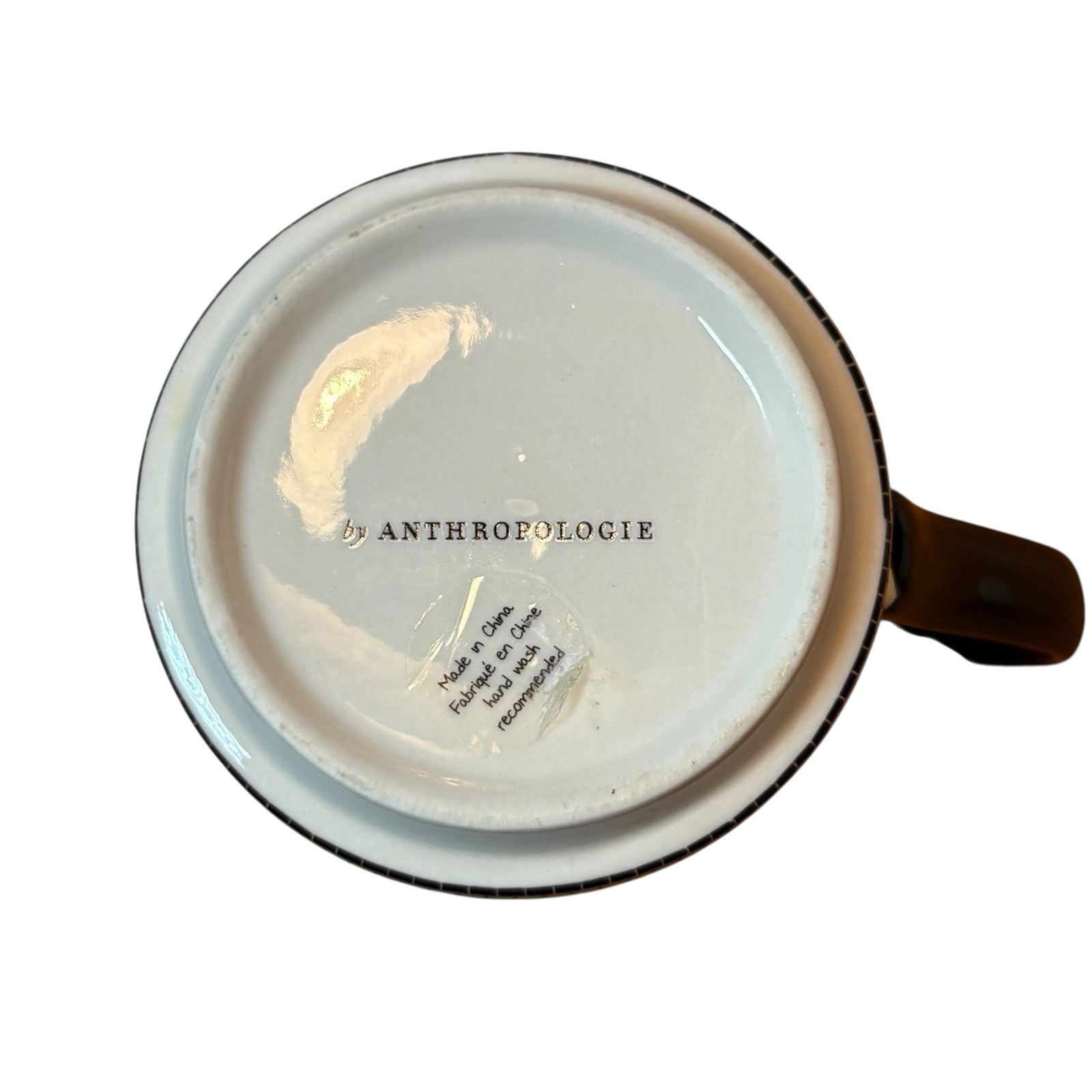 ANTHROPOLOGIE Bistro Tile Margot Coffee Mug Initial K Monogram Black Gold