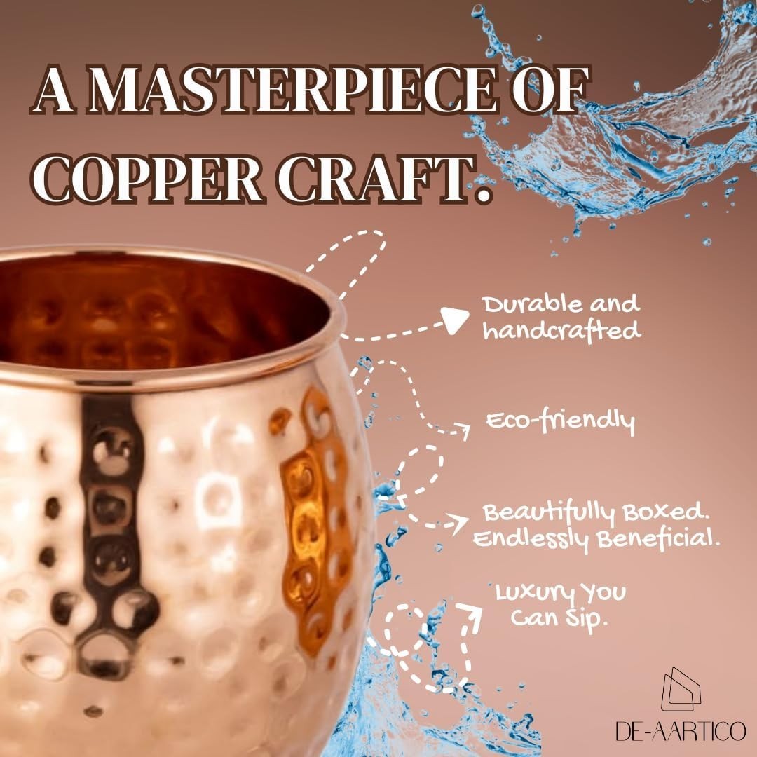 Moscow Mule Mugs Set of 2 Copper, 16oz Large Food Safe Solid Copper Cups Gift