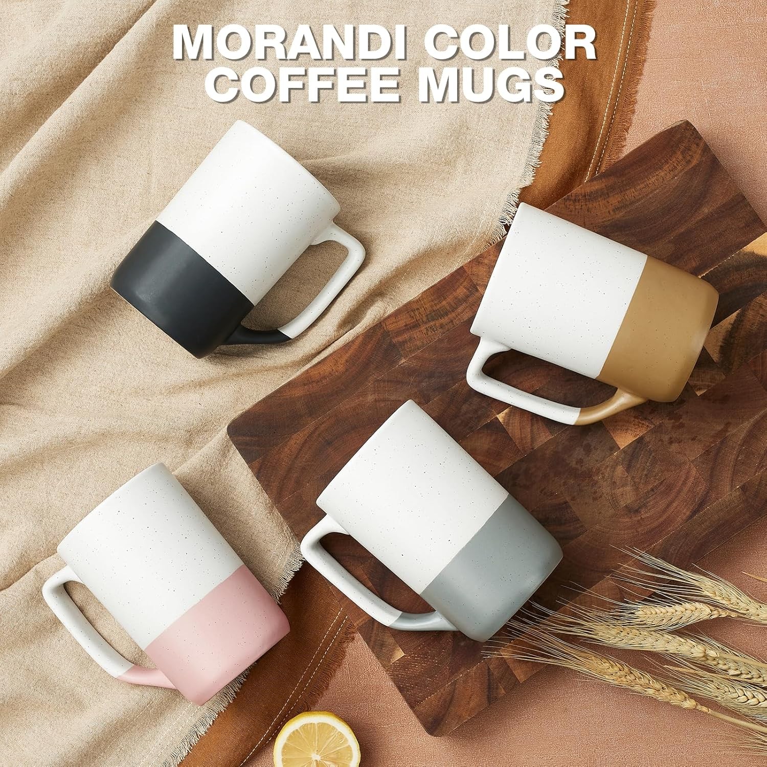 Ceramic Coffee Mug Set (Set of 4), 16 oz, Porcelain Mugs