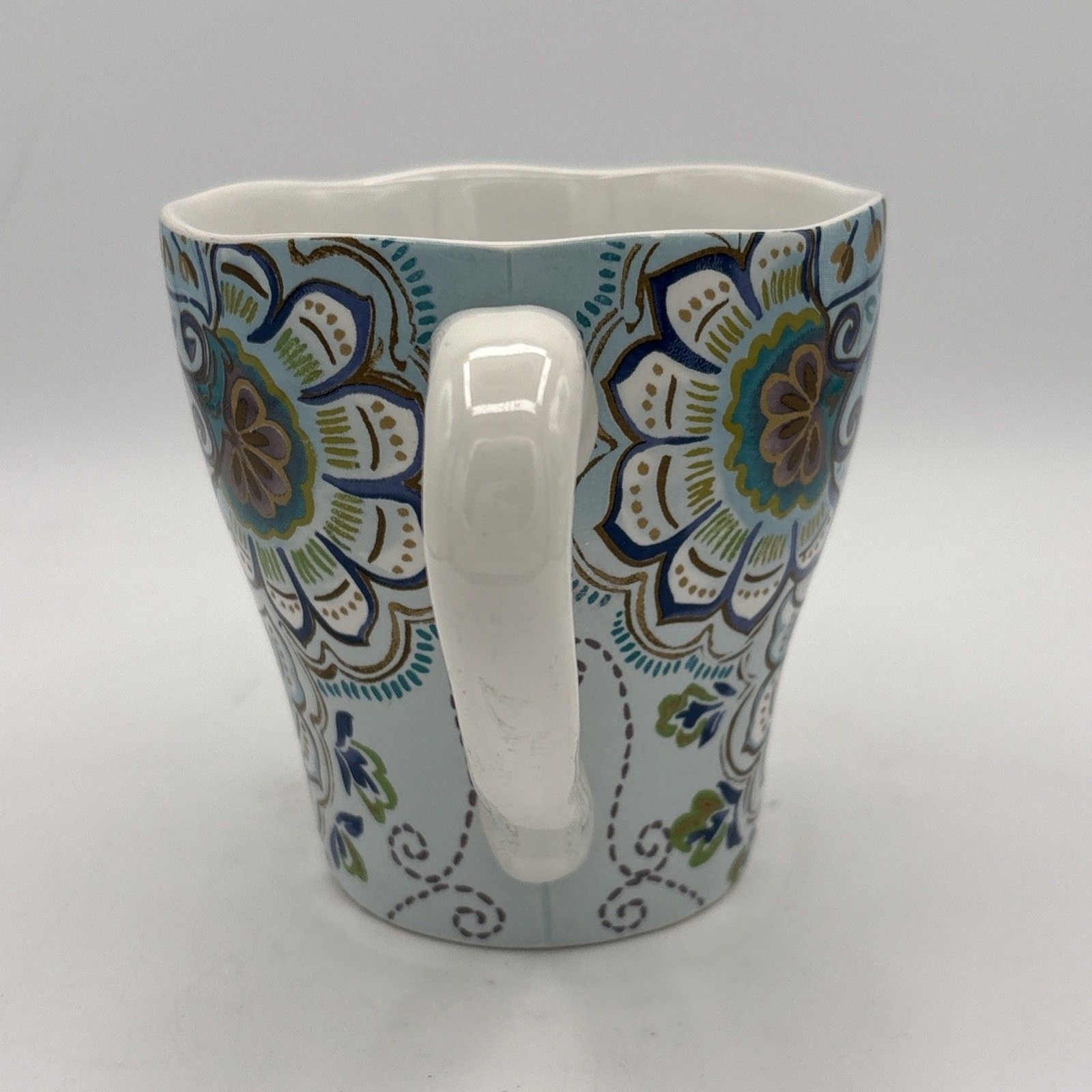 222 Fifth Blue Multicolor Floral Aisha 14 oz Fine Porcelain Coffee Tea Mug EUC