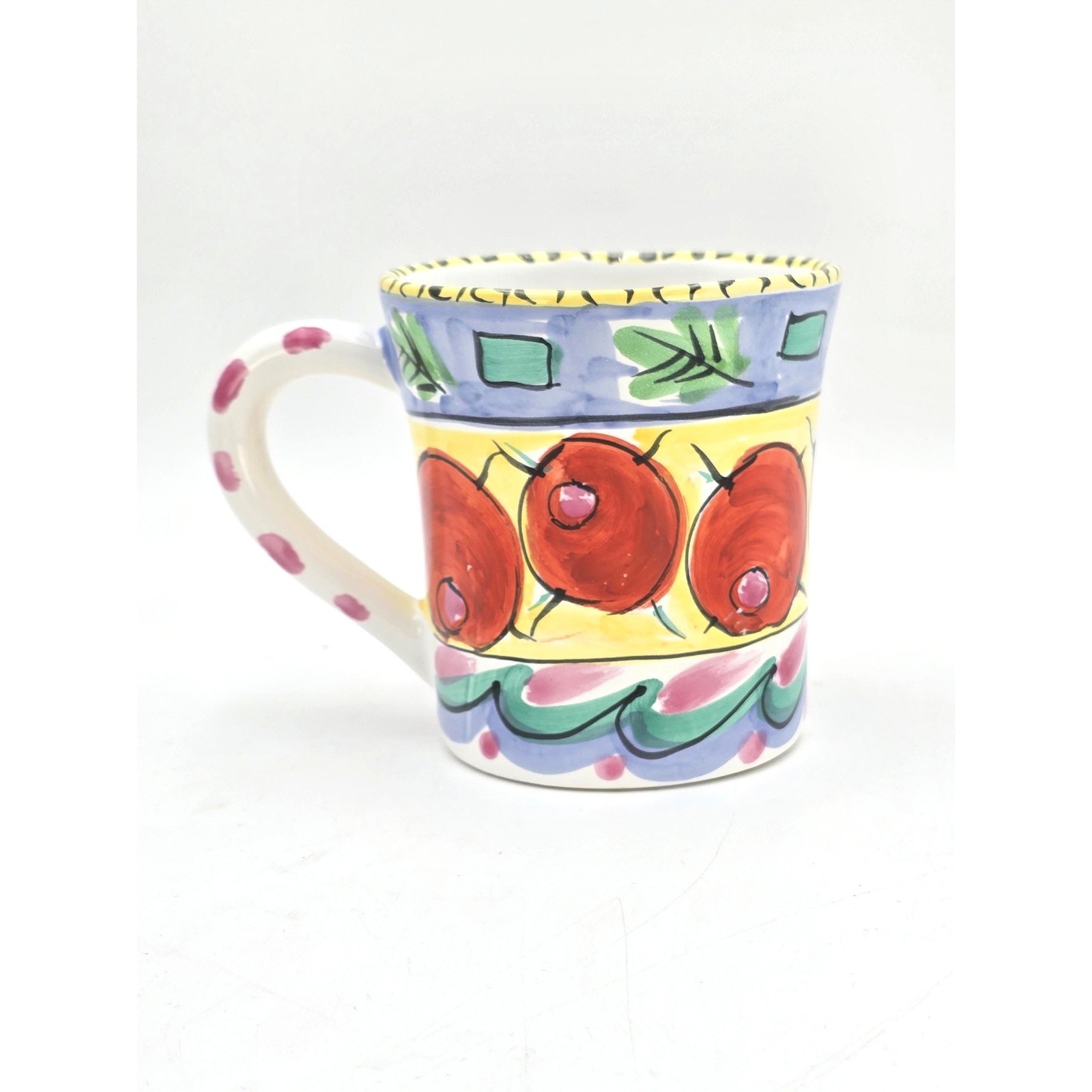 Tickled Pink Hand Painted Ceramic Mug Elizabeth Roache Present Tense – Pink Dot