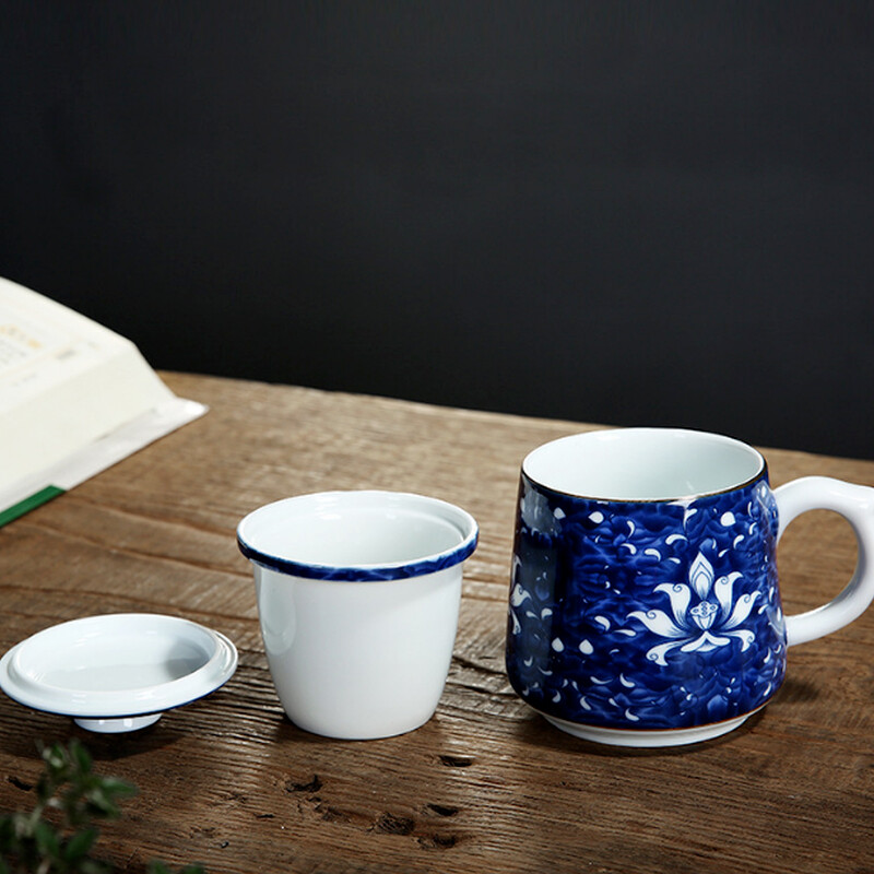 300ml China Jingdezhen Blue and White Porcelain Tea Cups Coffee Mugs Infuser