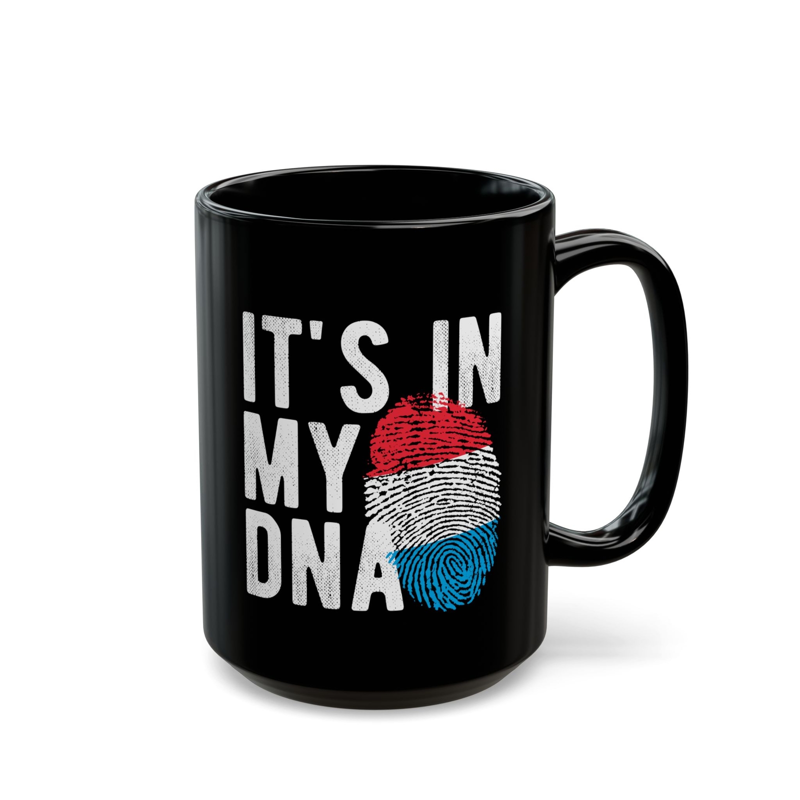 Luxembourg DNA Heritage Black Ceramic Mug – Perfect Gift for Family, Coffee Cup