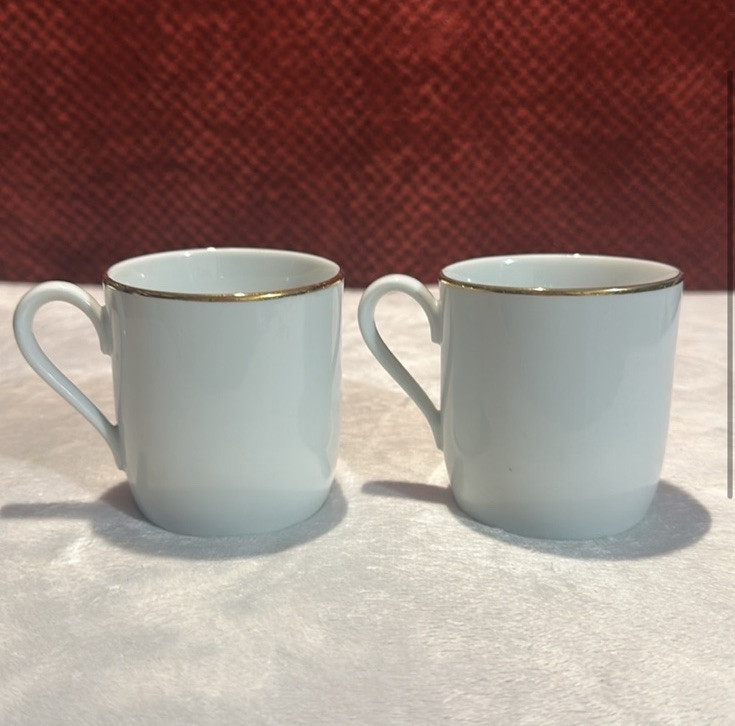 Vtg 2 Bareuther Waldsassen Bavaria Germany China Cups. Birds Flowers Pink Yellow